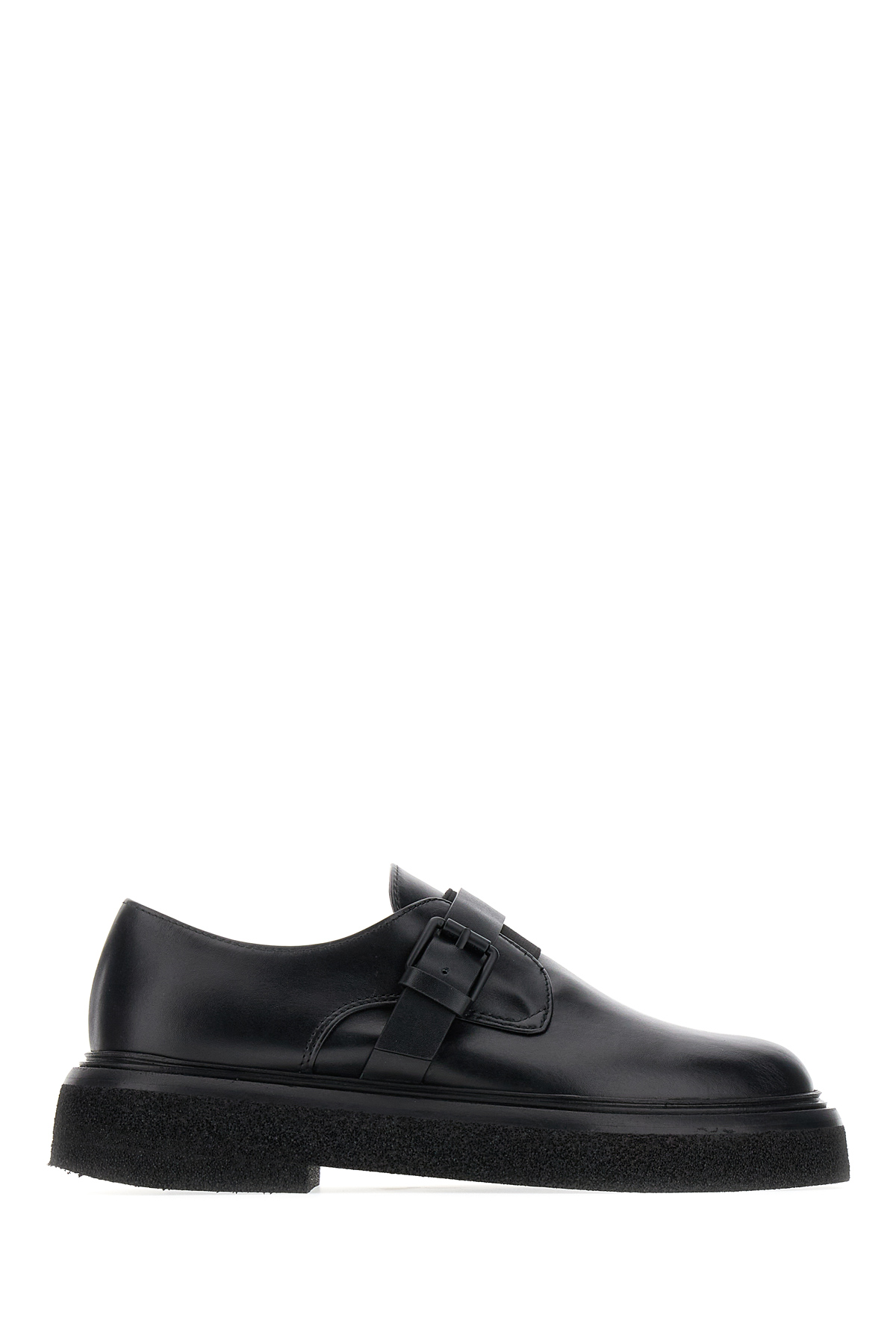 Black Leather Monk Strap Buckle Shoes