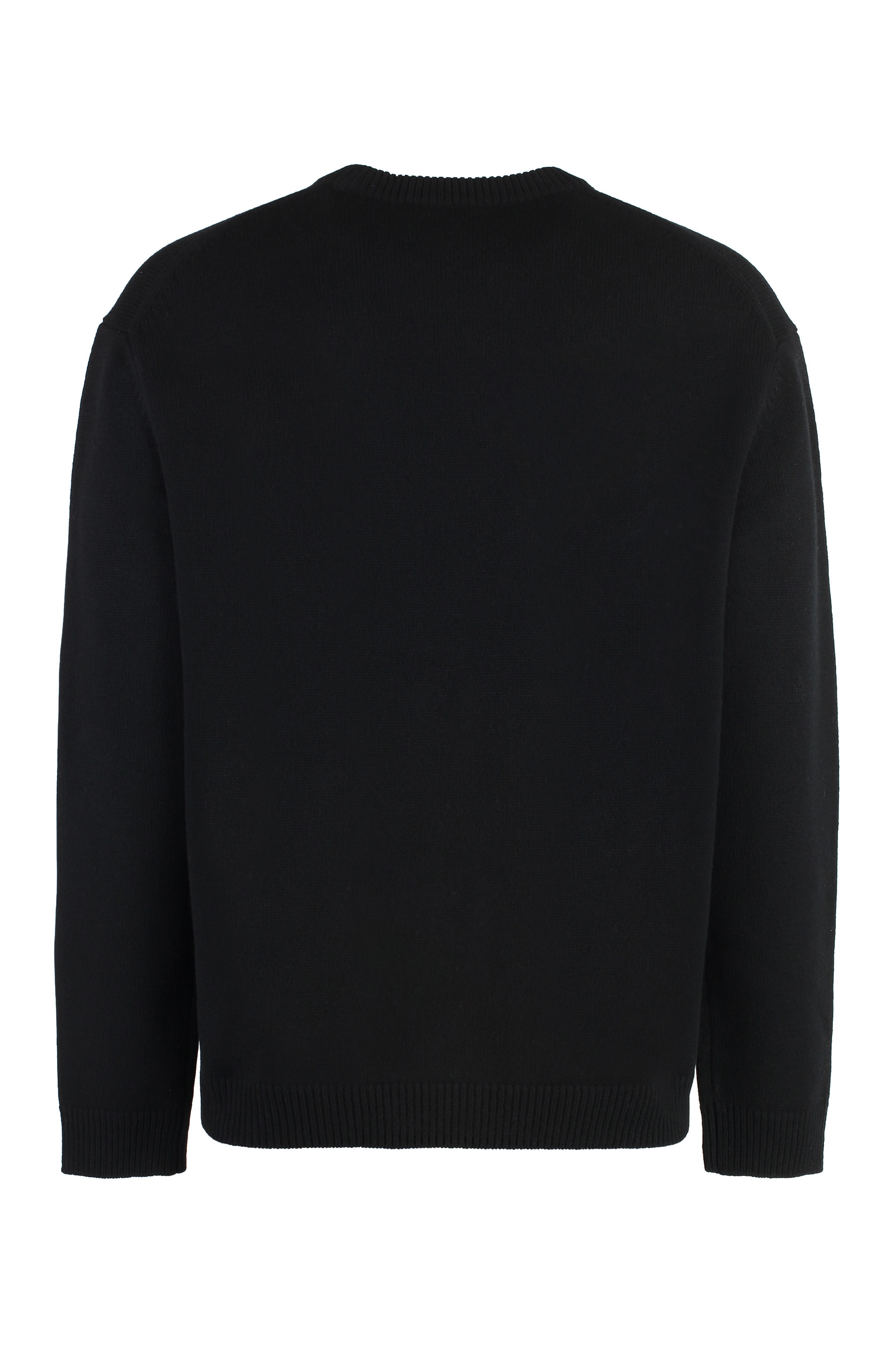 Shop Maison Kitsuné Crew-neck Wool Sweater In Black