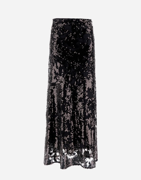 Herno Skirt In Shimmering Lace Layer In Nero