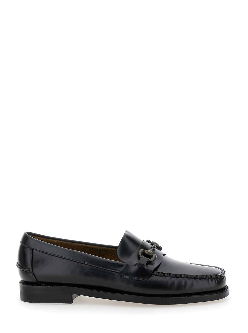 classic Joe Black Loafers With Decorative Horsebit In Brushed Leather Man