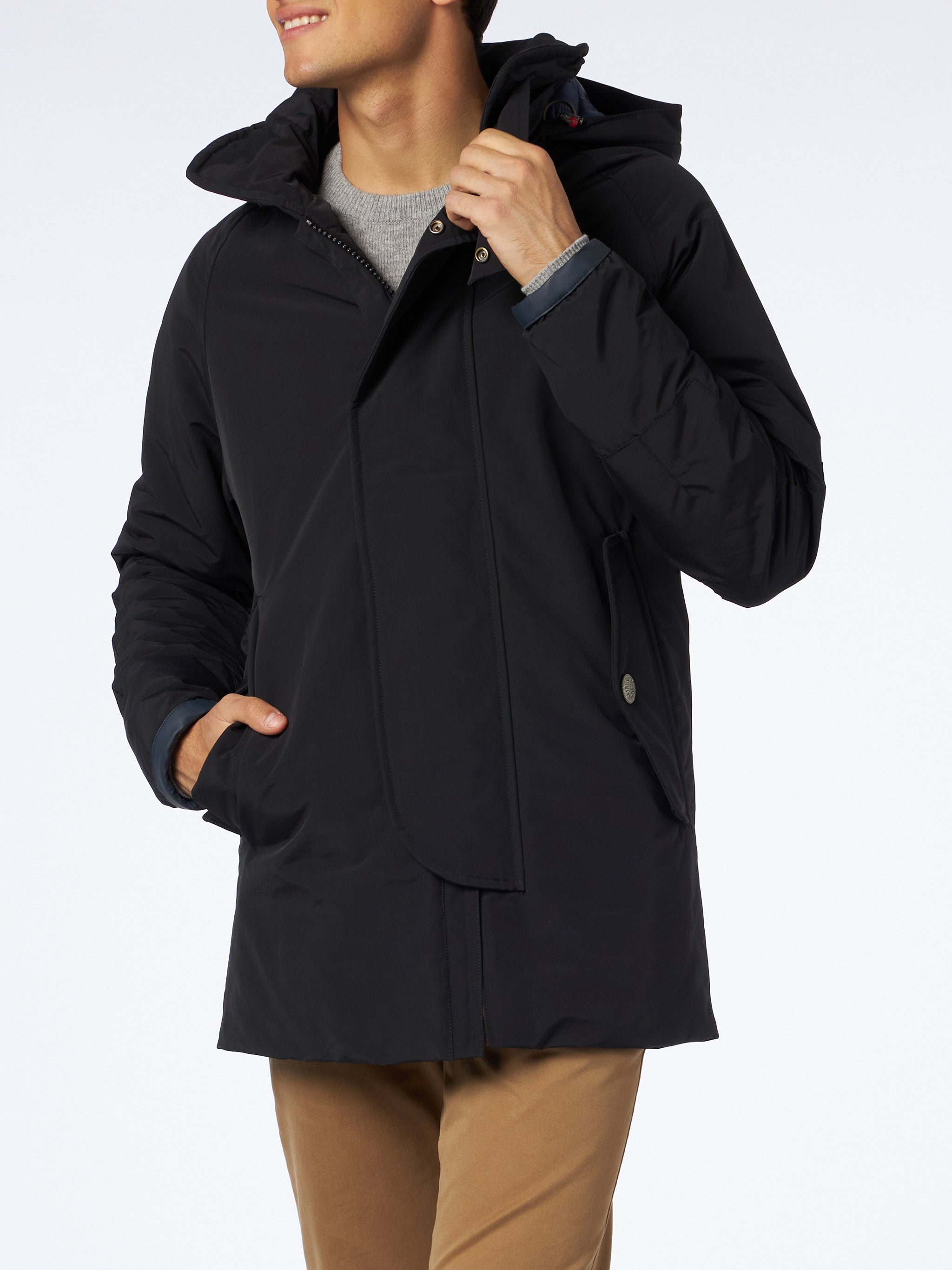 Man Anthracite Grey Hooded Parka Jacket Voyager