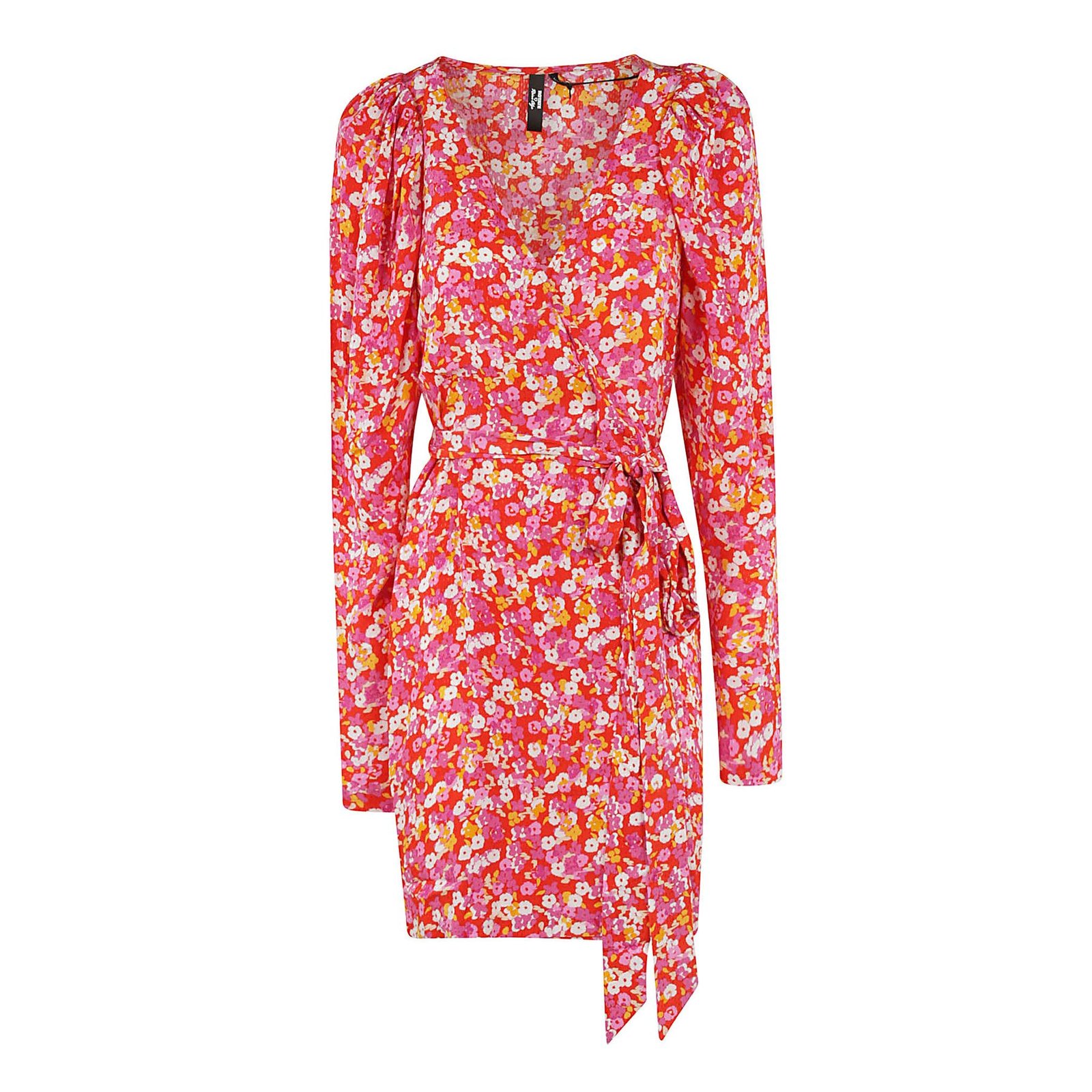 Jacquard Flower Printed Mini Wrap Dress