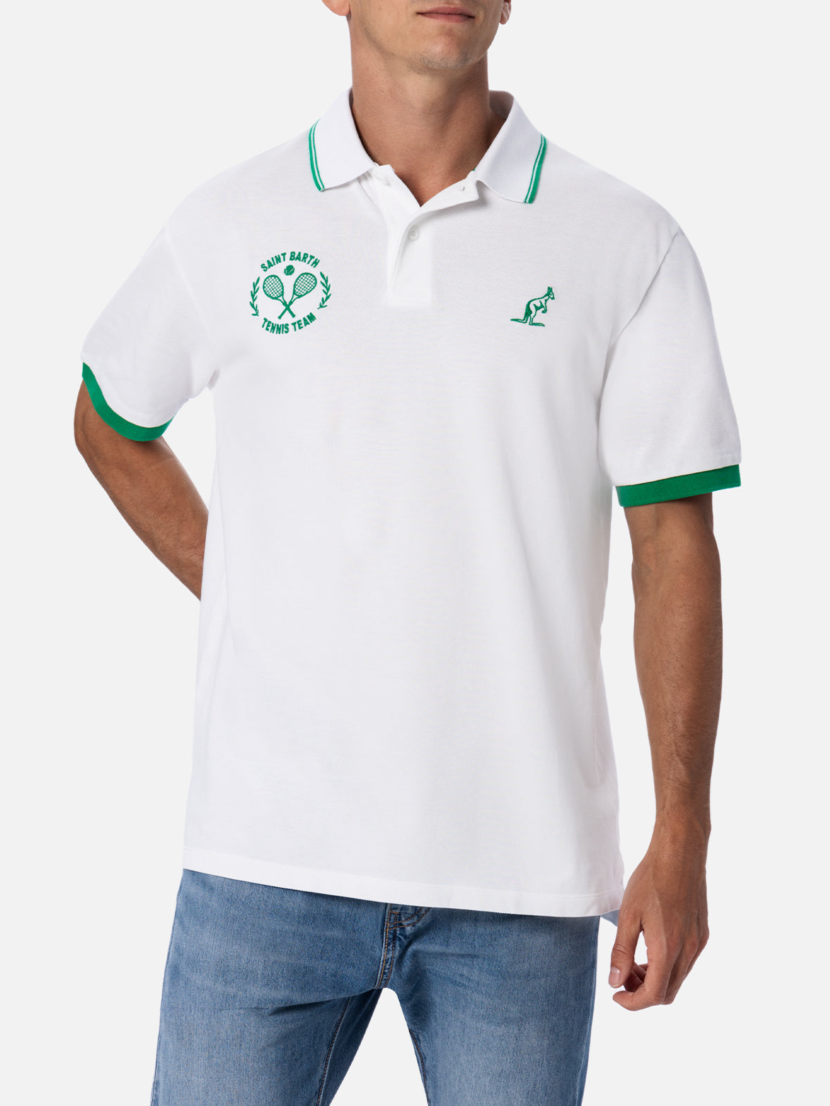 Man White Cotton Piquet Polo Shirt Beverly Hills Australian Brand Special Edition