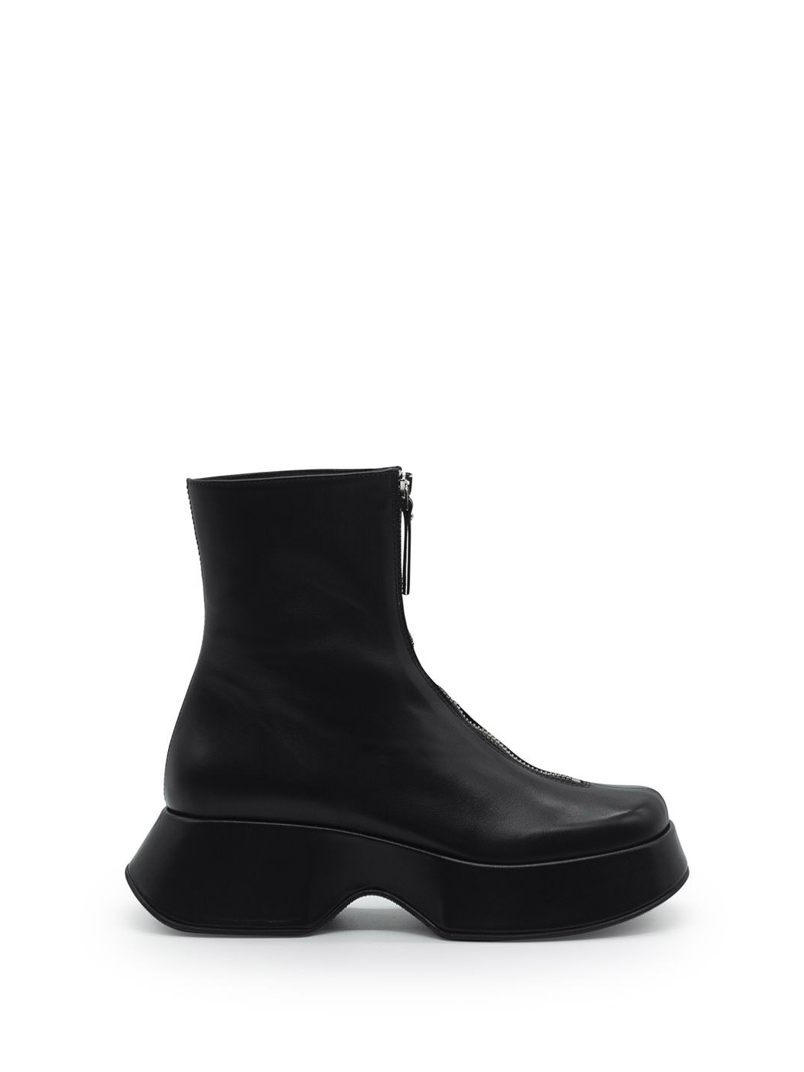 Vic Matié Black Ankle Boot In Stretch Nappa With Zip