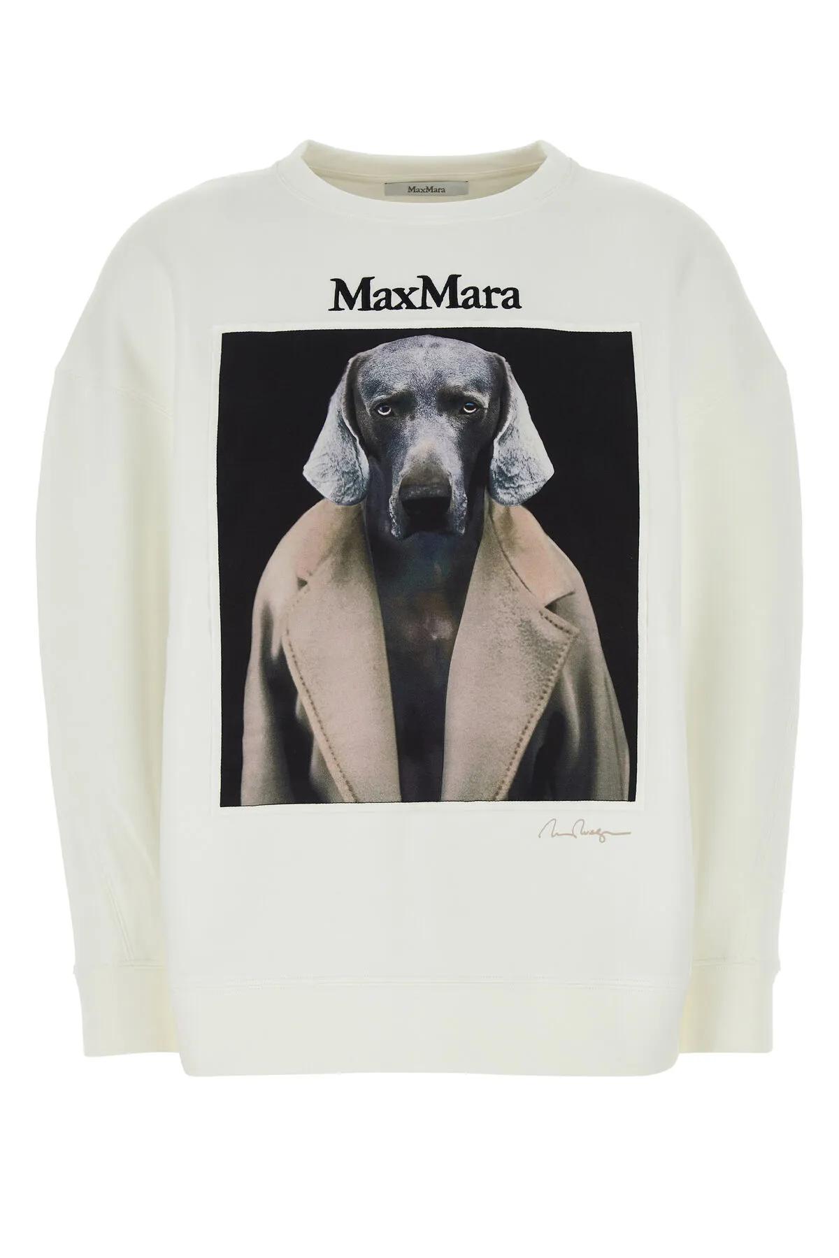 White Stretch Cotton Blend Bacco Sweatshirt