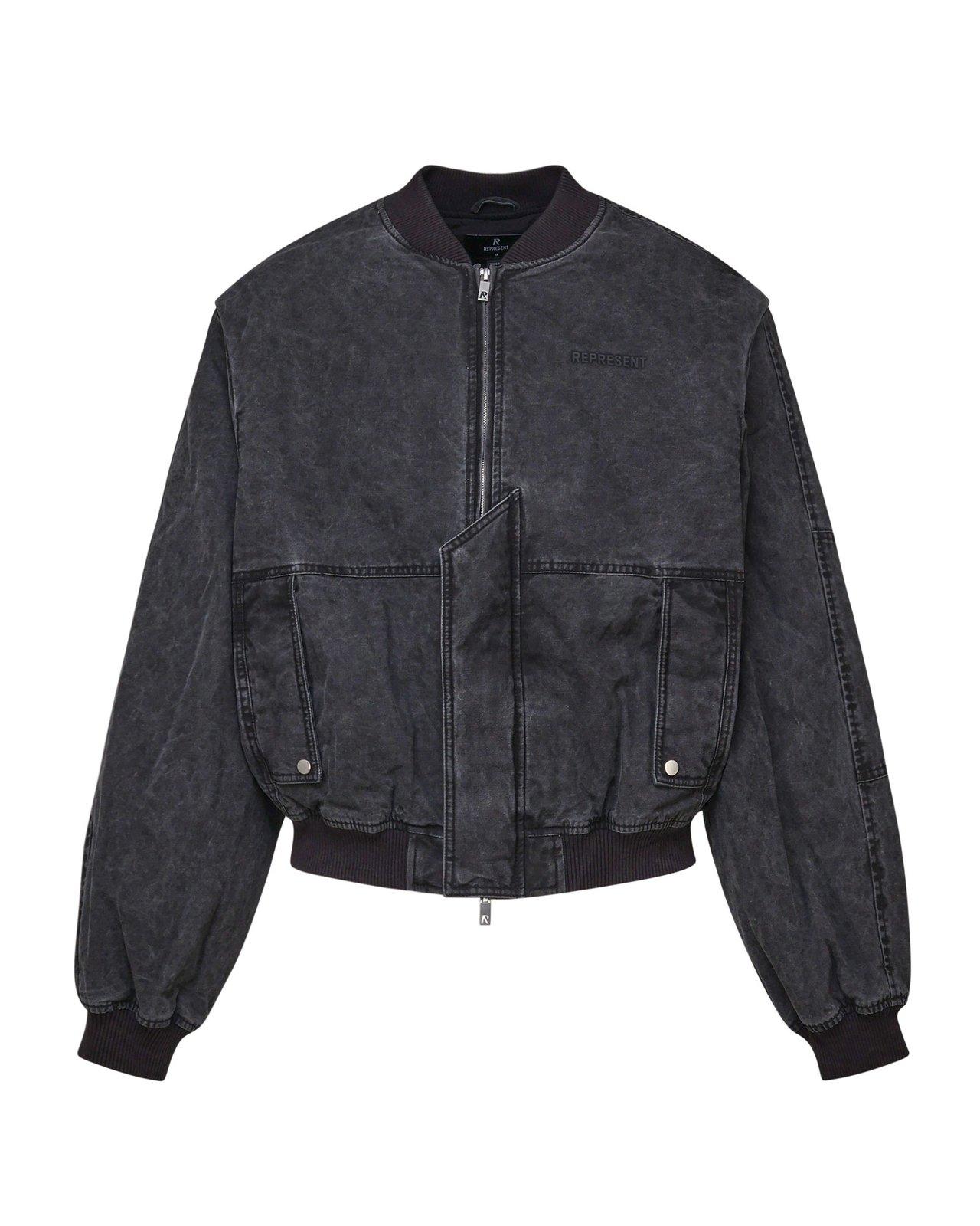 Inset Sleeved Zipped Bomber Jacket