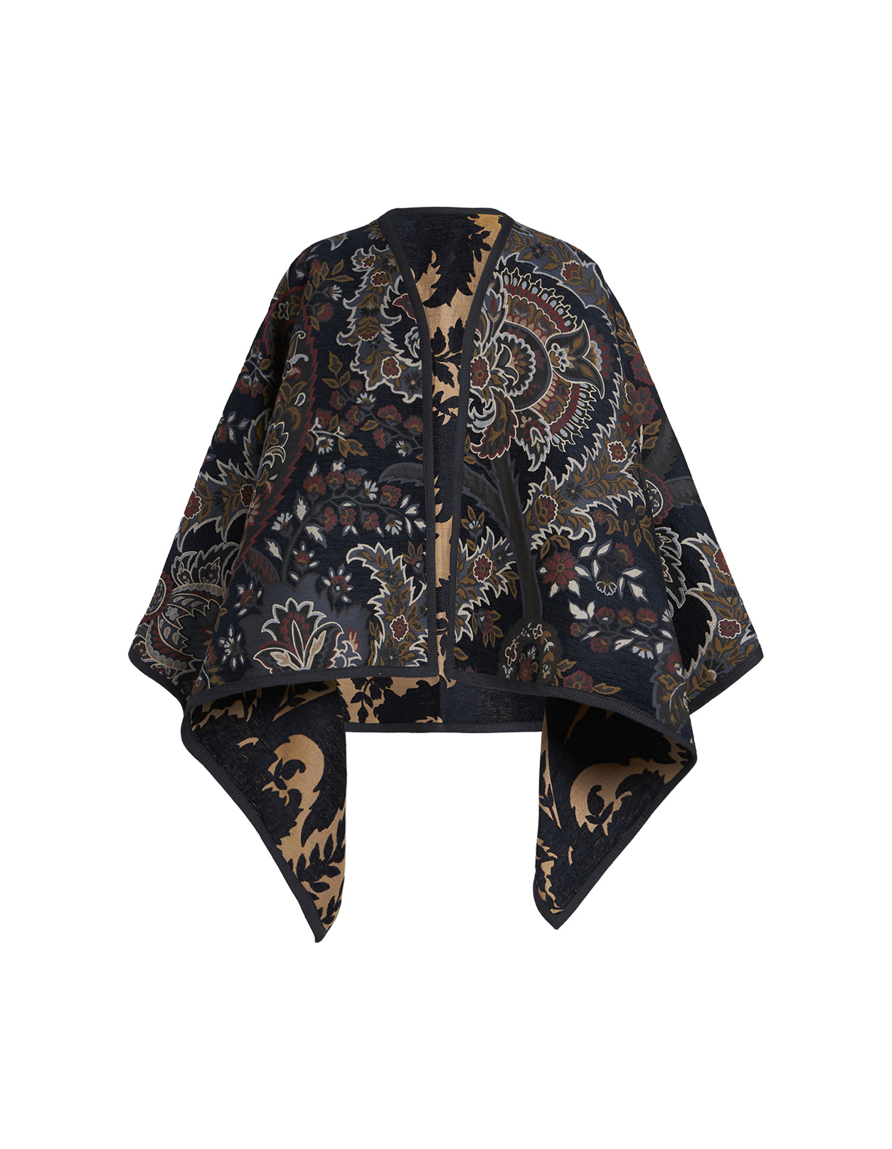 Blue Jacquard Reversible Cape