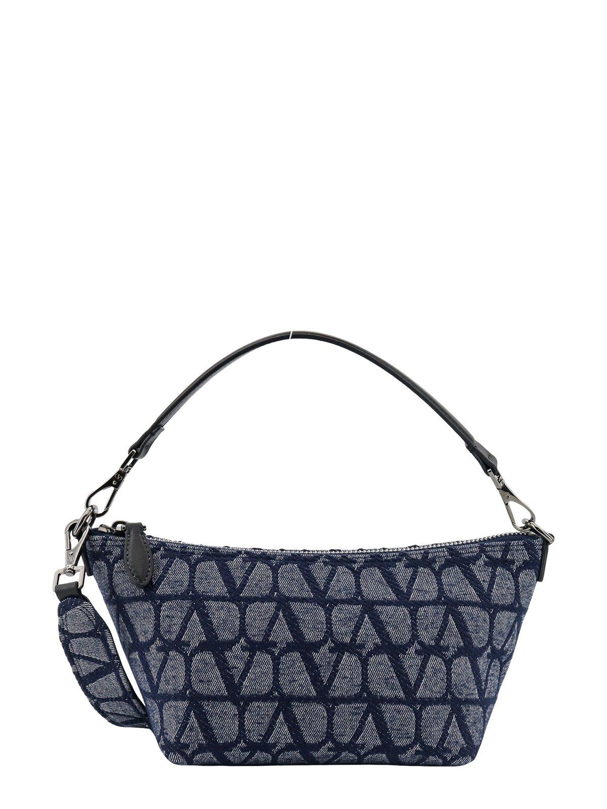 All-over Logo Motif Denim Shoulder Bag