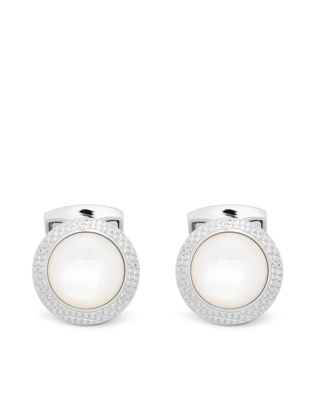 Cufflinks Round Palladium White