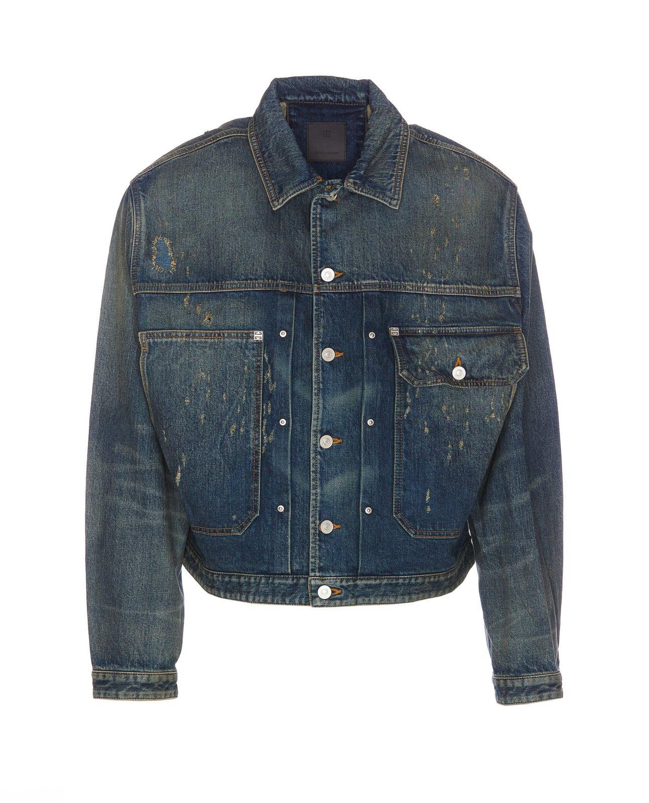 4g Plaque Distressed Denim Jacket