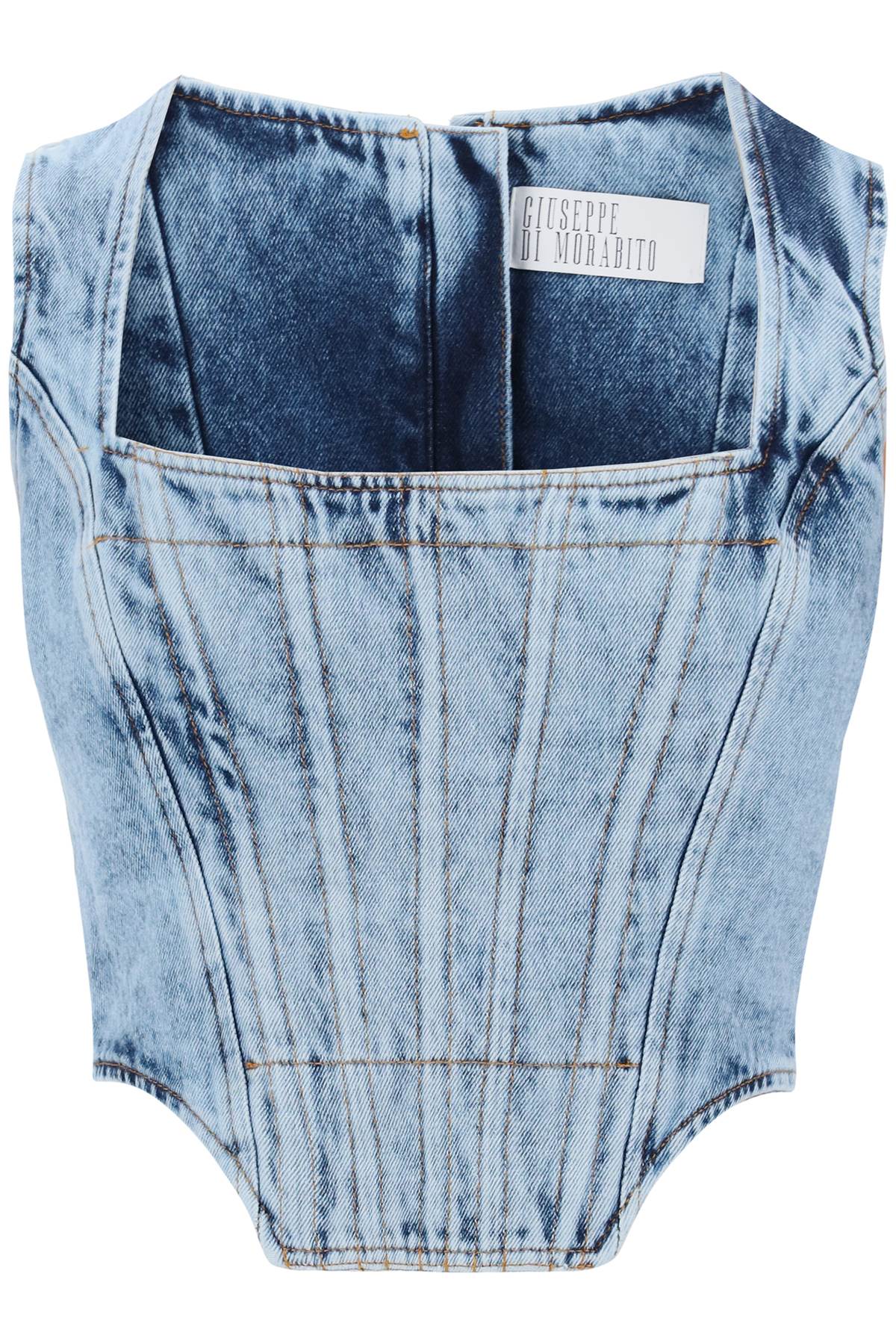 Bustier Top In Marbled Denim