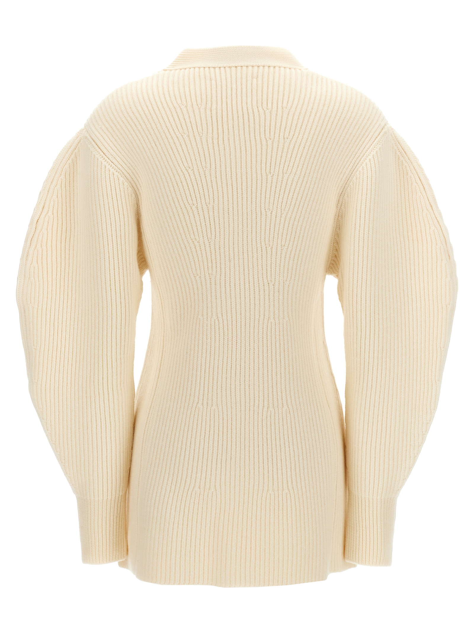 Shop Jil Sander Ribbed Cardigan In Natural