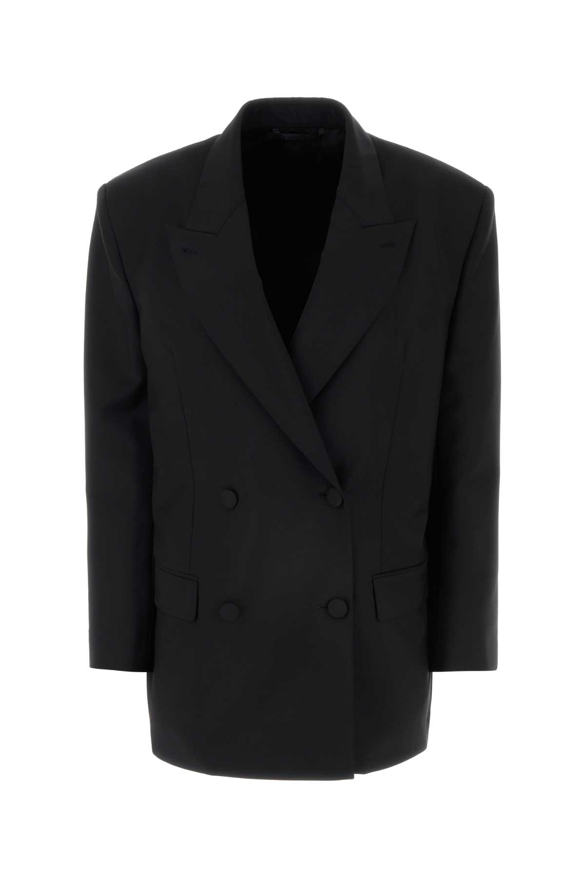 Black Wool Blend Oversize Blazer