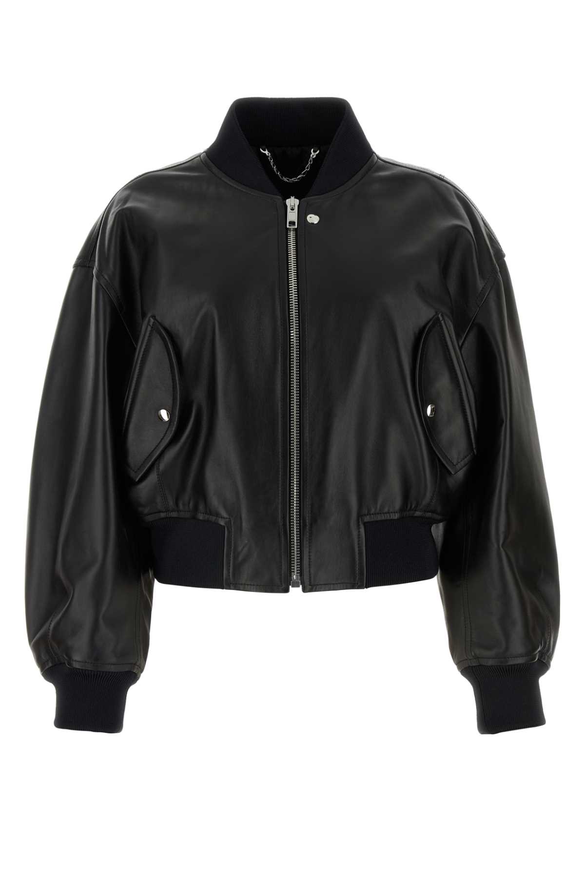 Black Leather Bomber Jacket