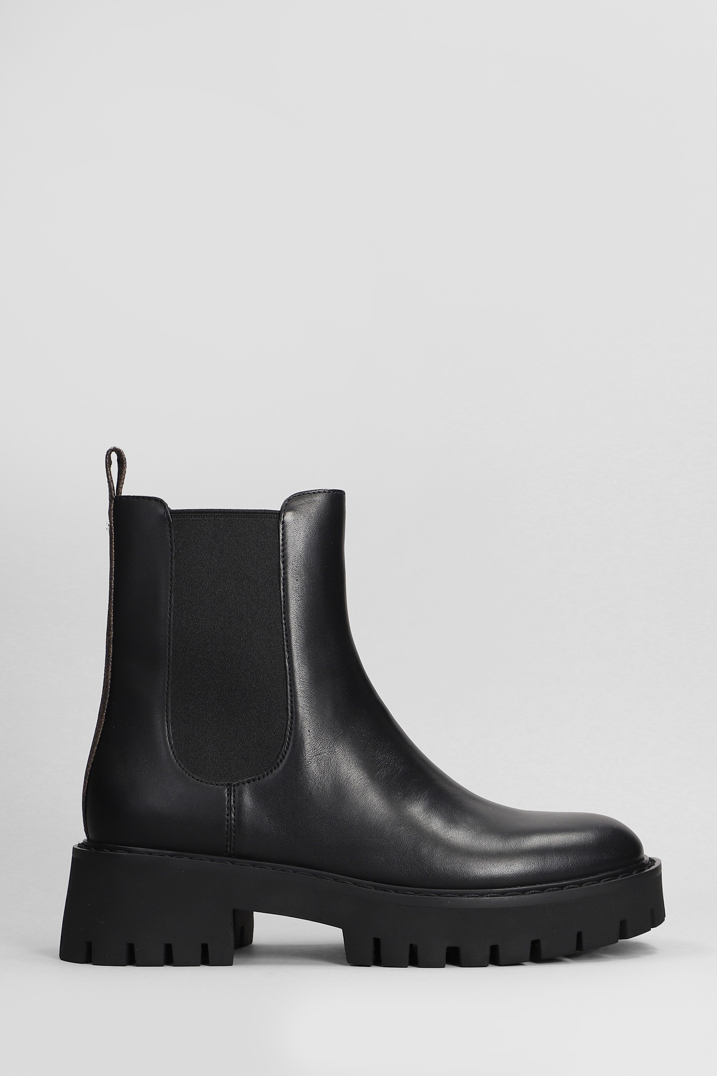 Asher Flat Bootie Combat Boots In Black Leather