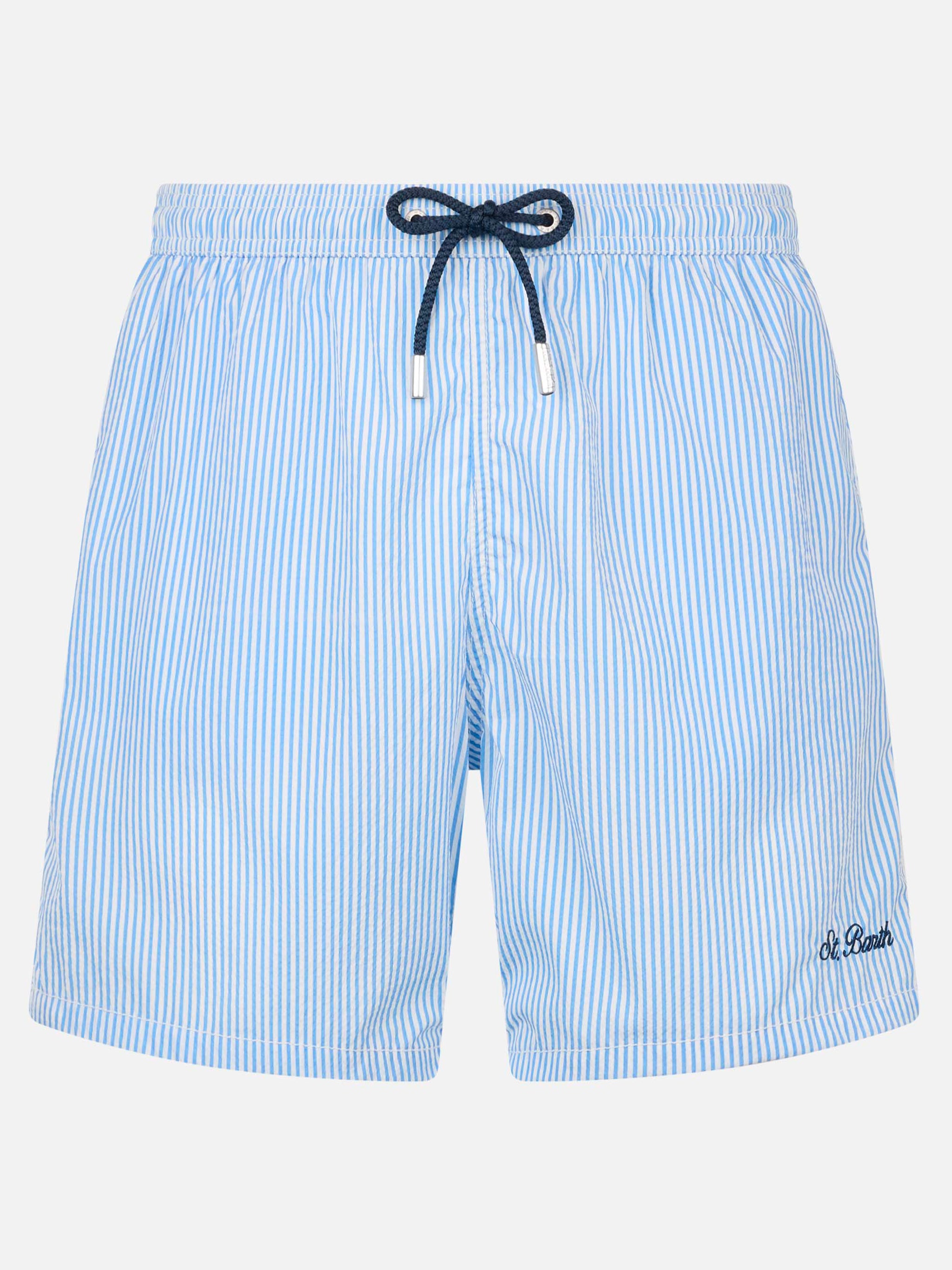 Man Seersucker Striped Swim Shorts Patmos