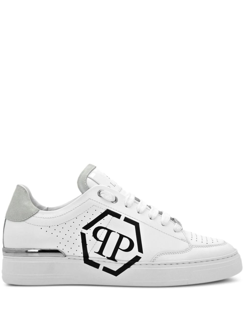 Hexagon Low-top Sneakers In White Nappa