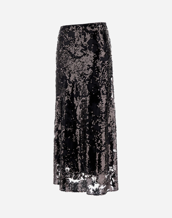 Herno Skirt In Shimmering Lace Layer In Nero