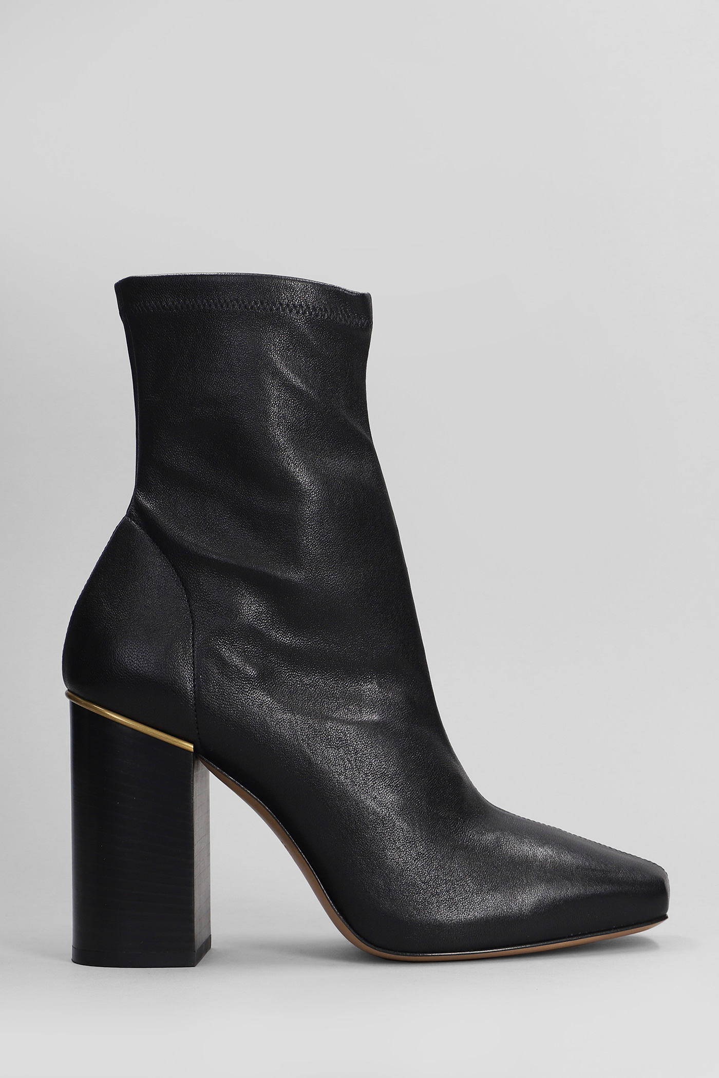 Chloé Ambre High Heels Ankle Boots In Black Leather