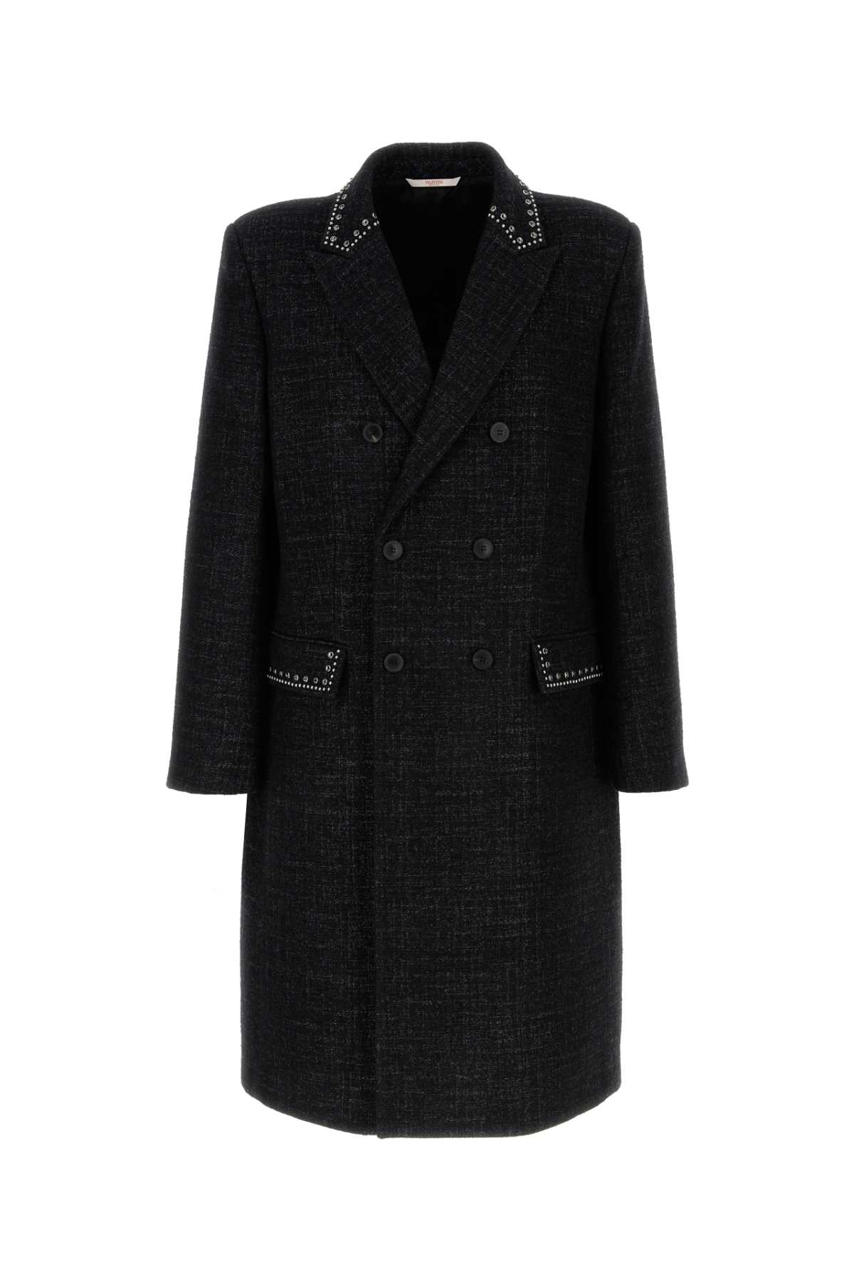 Melange Black Wool Blend Coat