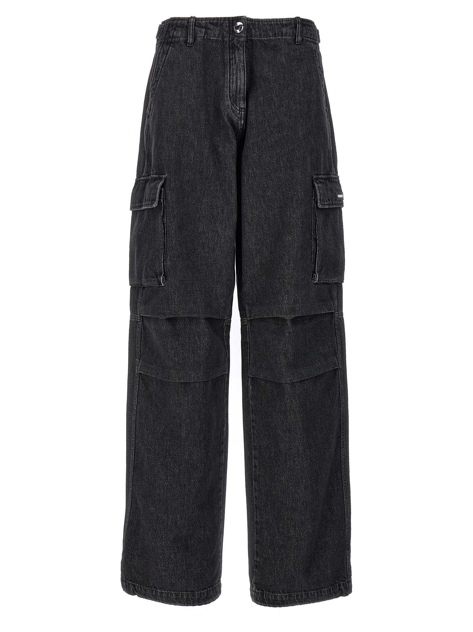 denim Wide Leg Cargo Jeans