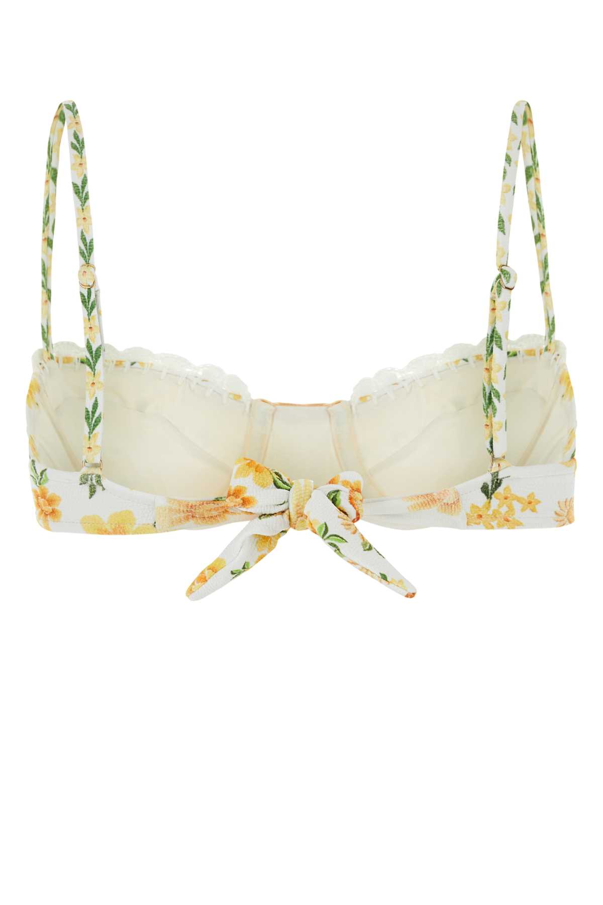 Farm Rio Printed Stretch Nylon Azalea Bikini Top In Azaleiaoffwhite