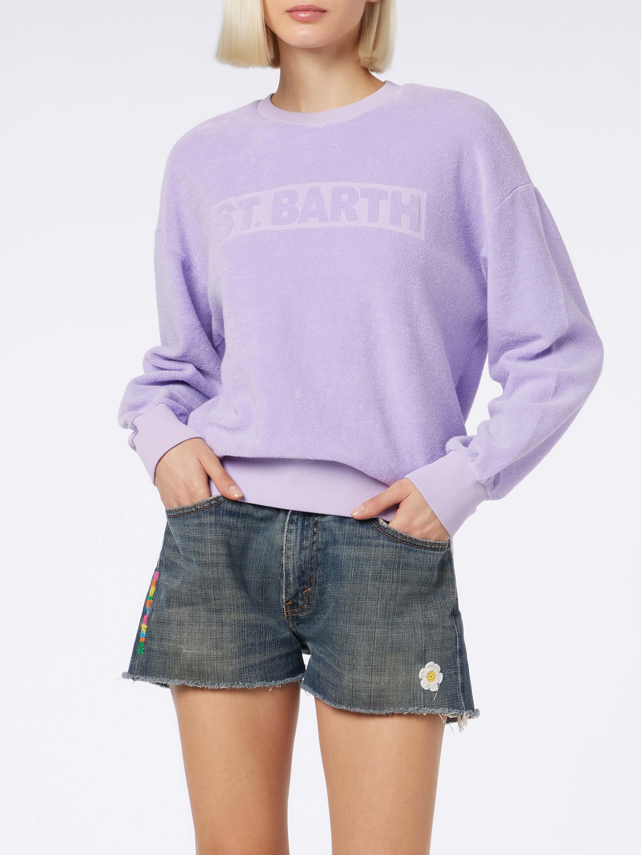 Woman Lilac Terry Cotton Stardust Sweatshirt