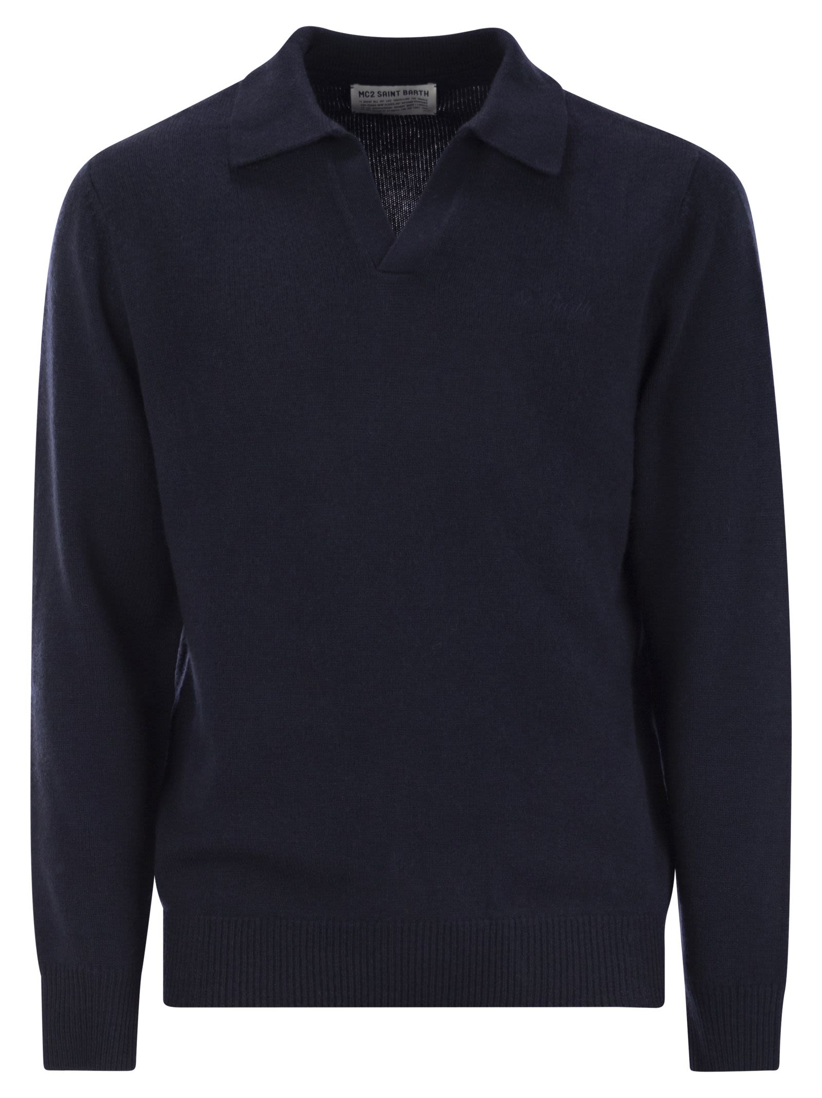 Cashmere Blend Jumper With Polo Neck