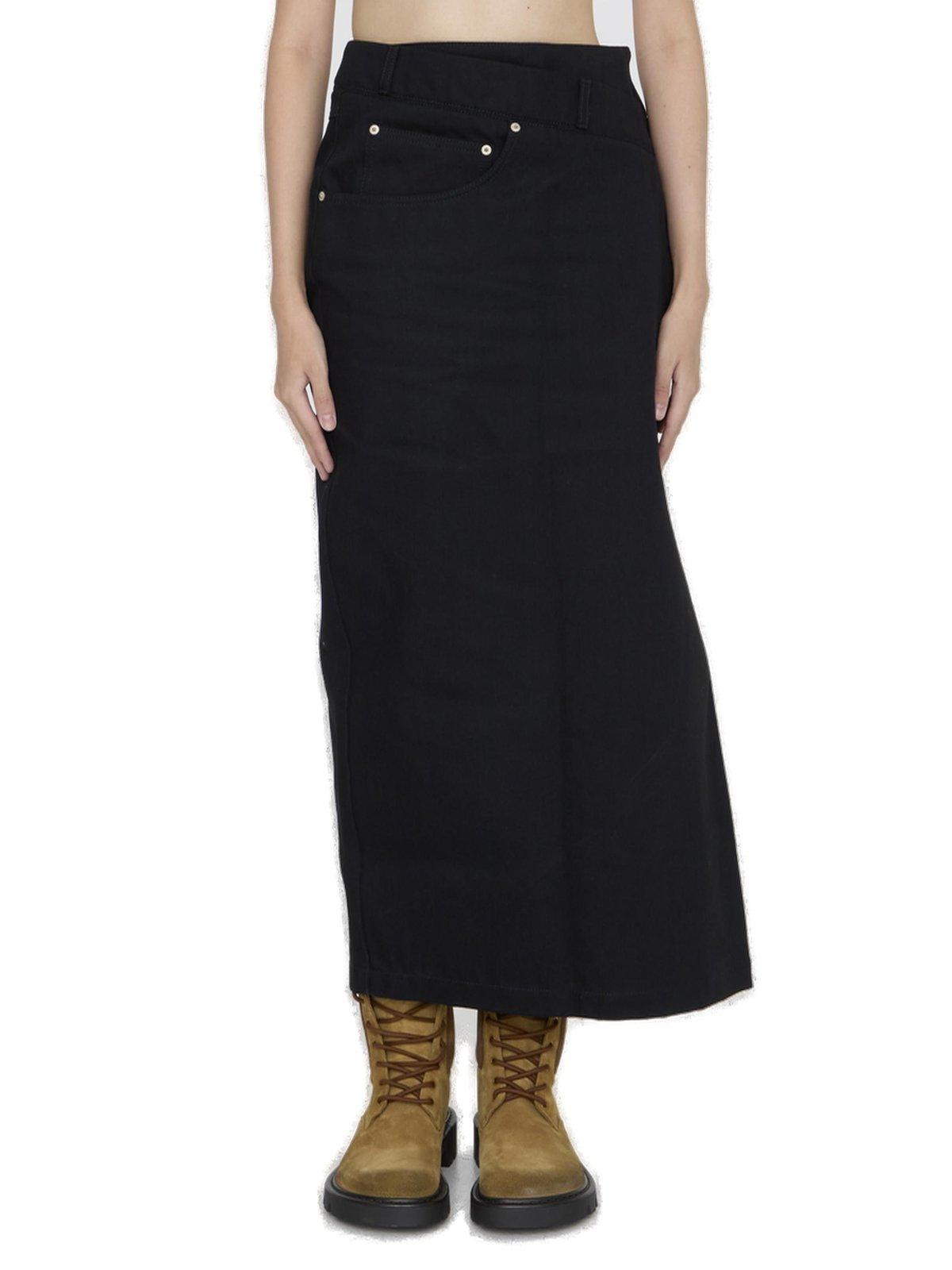 Deconstructed-designed Denim Midi Skirt