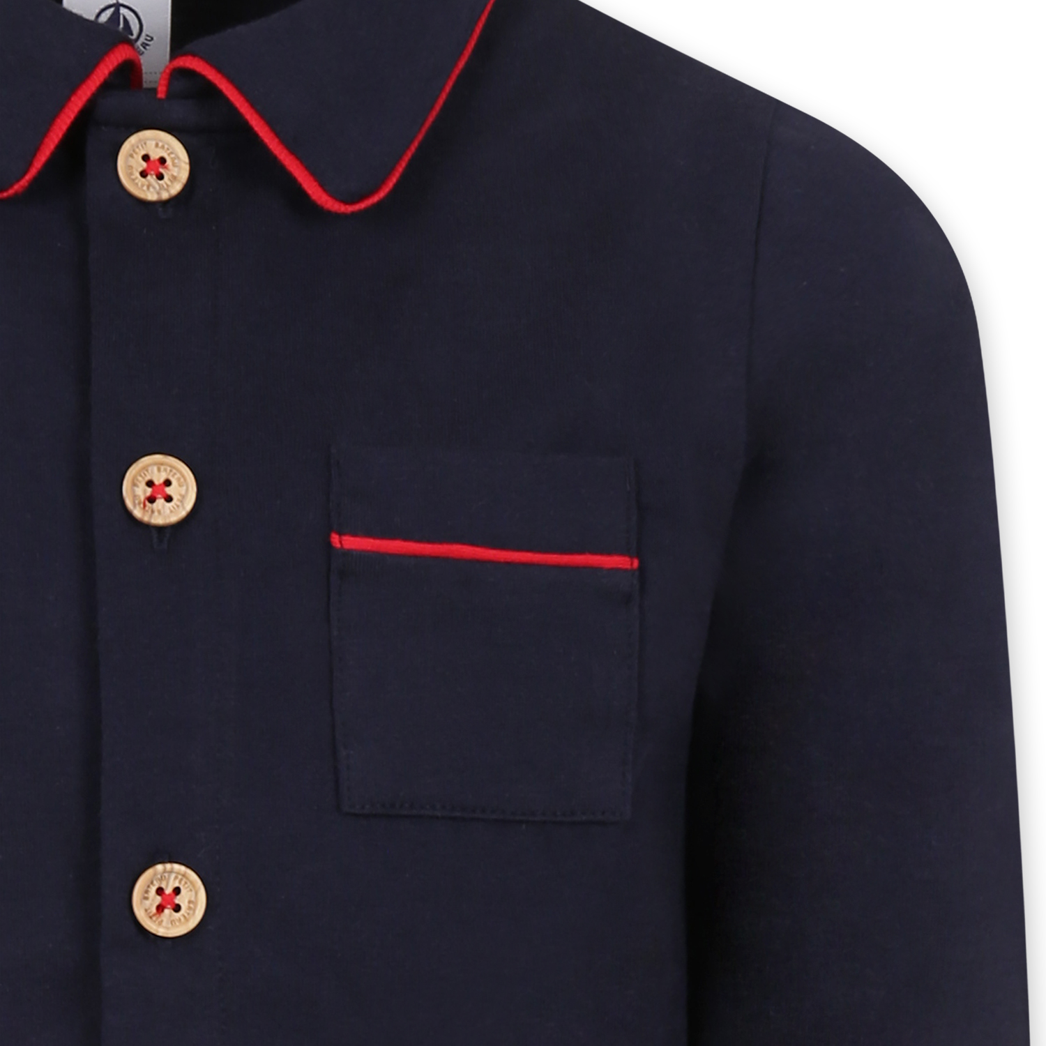 Petit Bateau Pajamas With Red Details In Blue