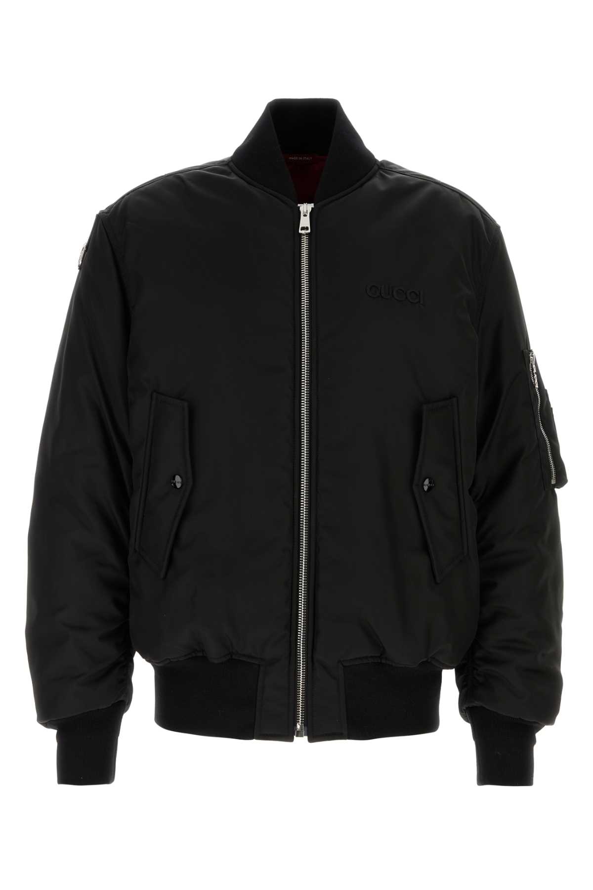 Black Nylon Bomber Jacket