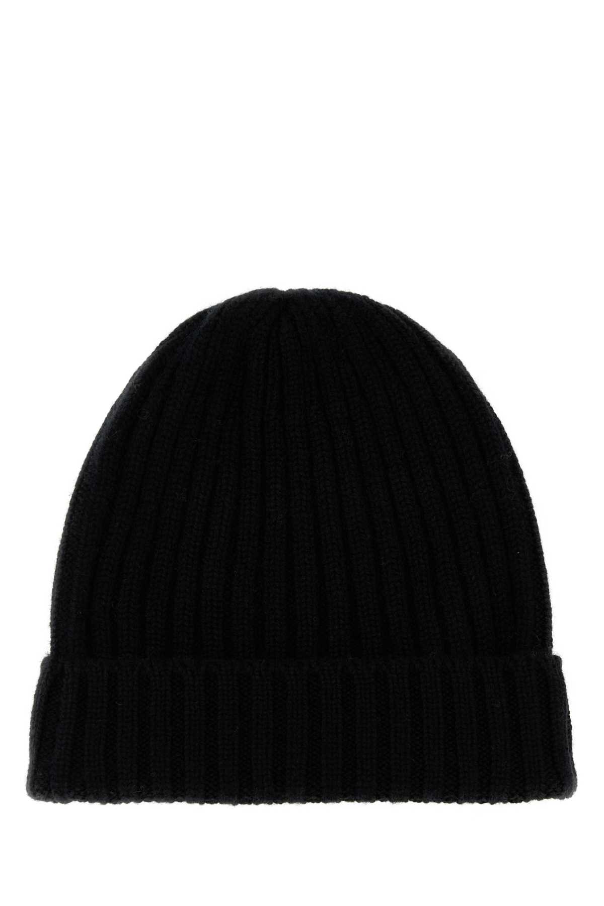 Black Cashmere Beanie Hat