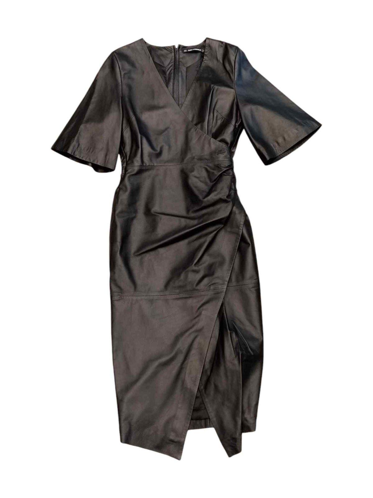 Karl Studio Leather Wrap Dress