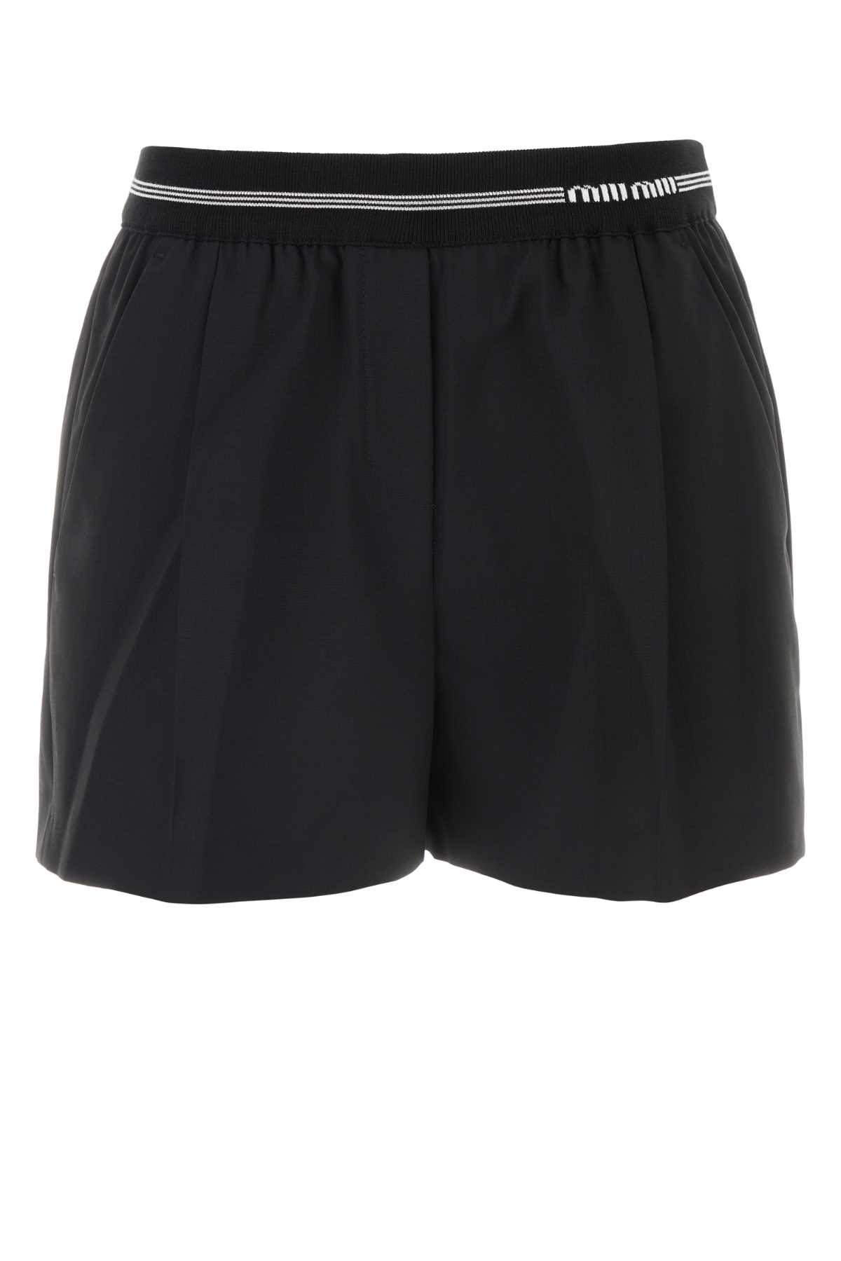 Black Wool Shorts