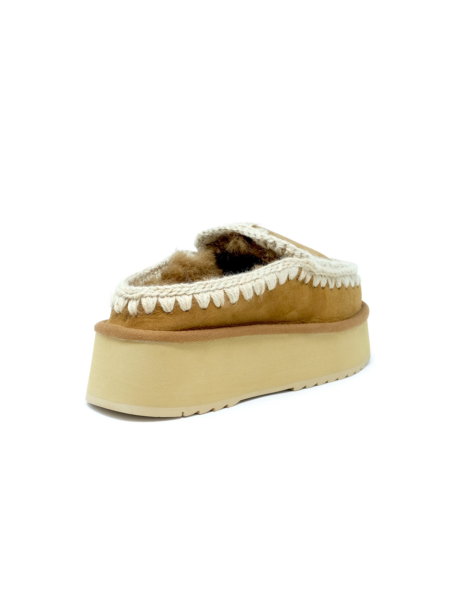 Mou Eskimo Stitching Slipper-mule In Cognac