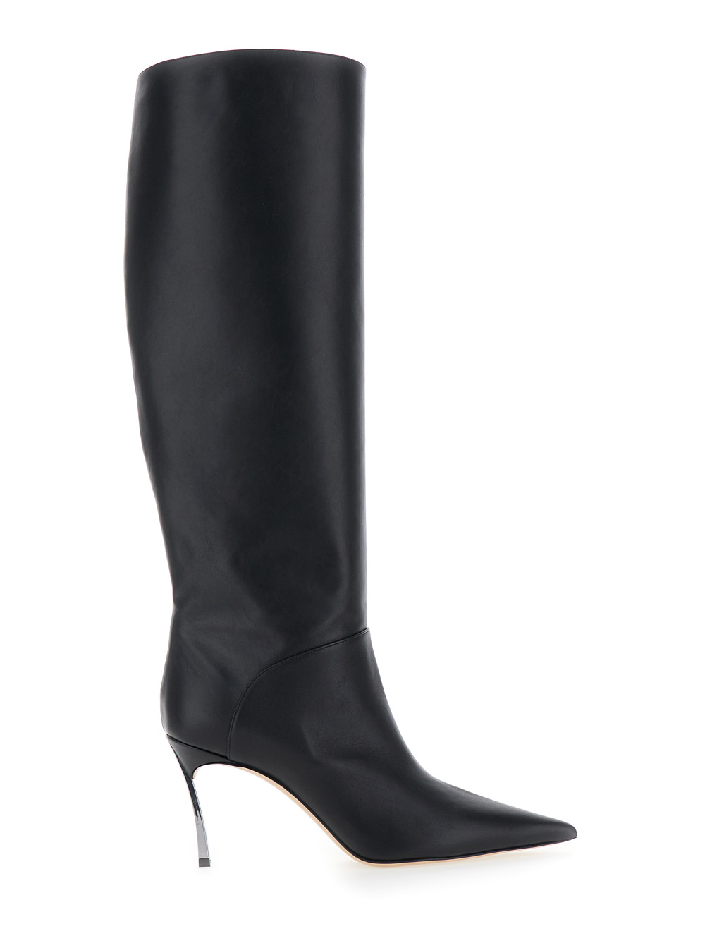 superblade Black Knee-high Boots With Stiletto Heel In Leather Woman