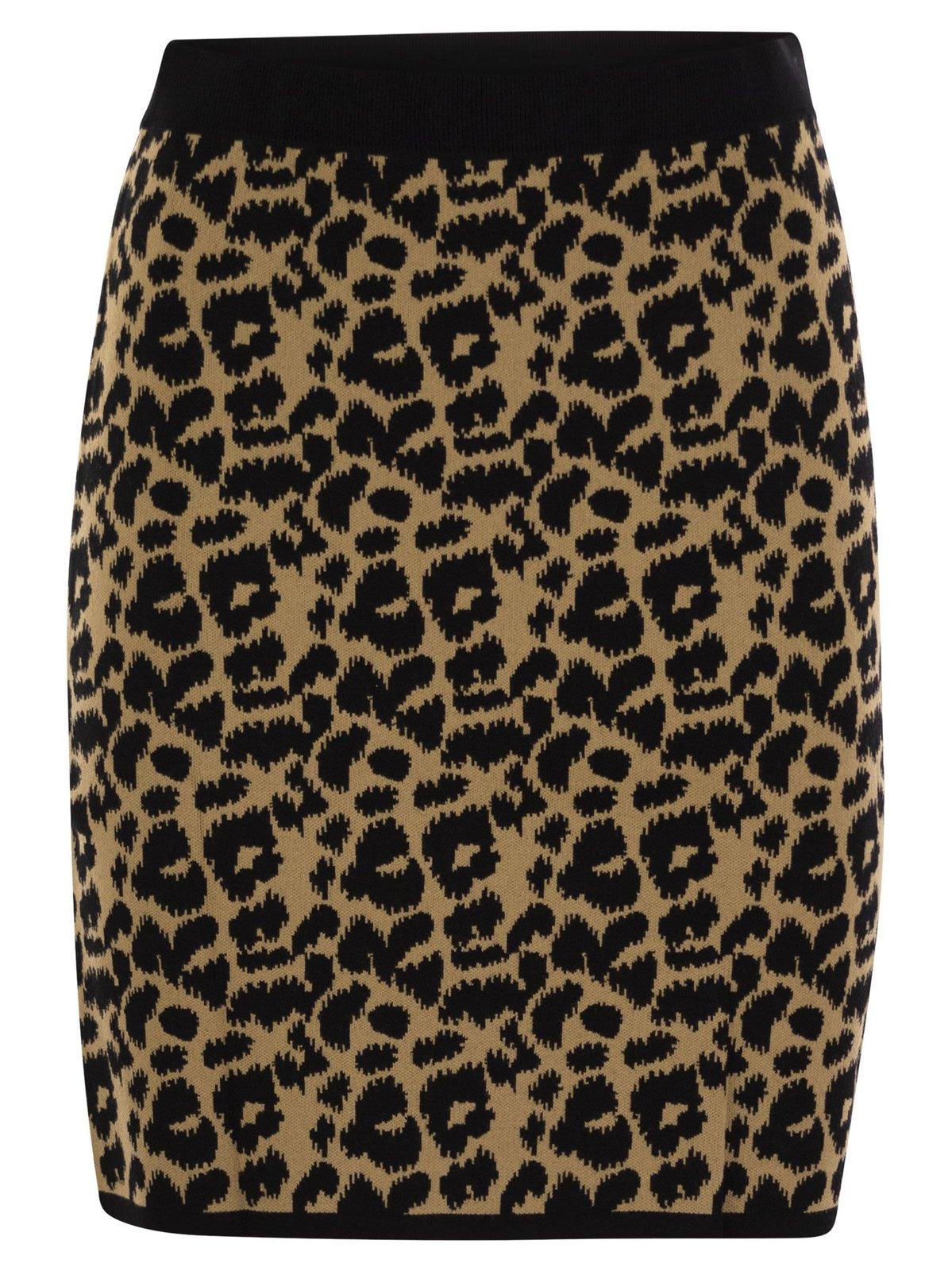 Leopard Printed Knitted Skirt