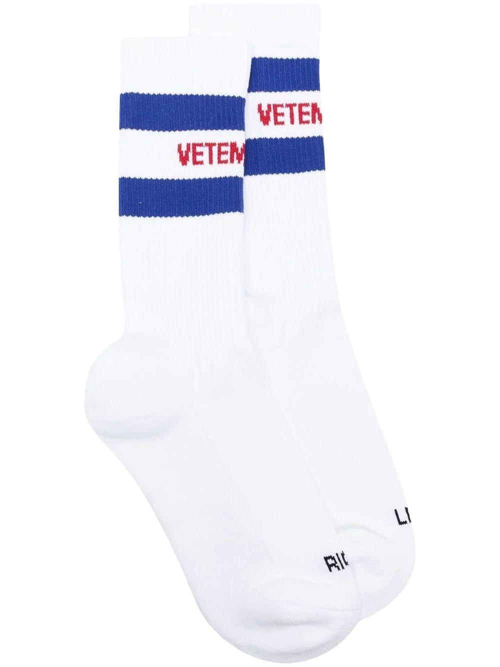 Logo Intarsia Striped Socks