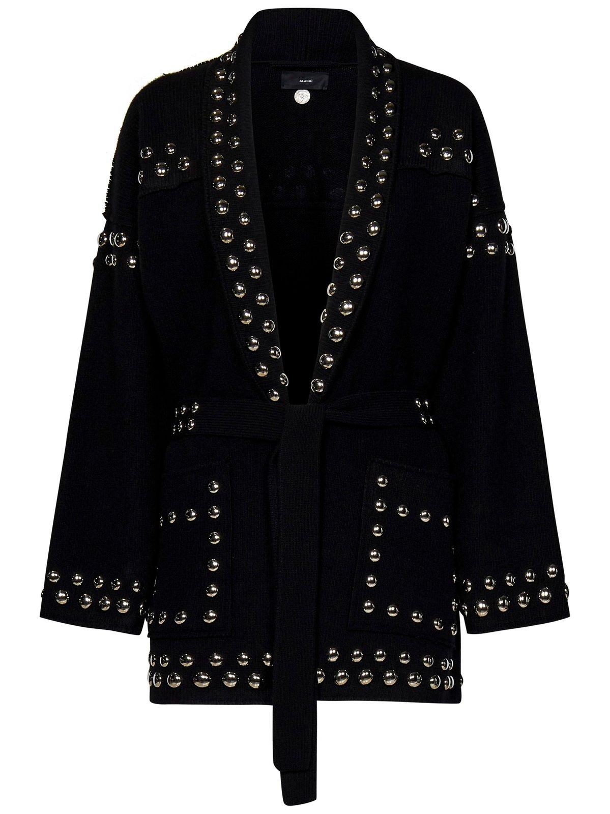 Stud Embellished Straight Hem Cardigan