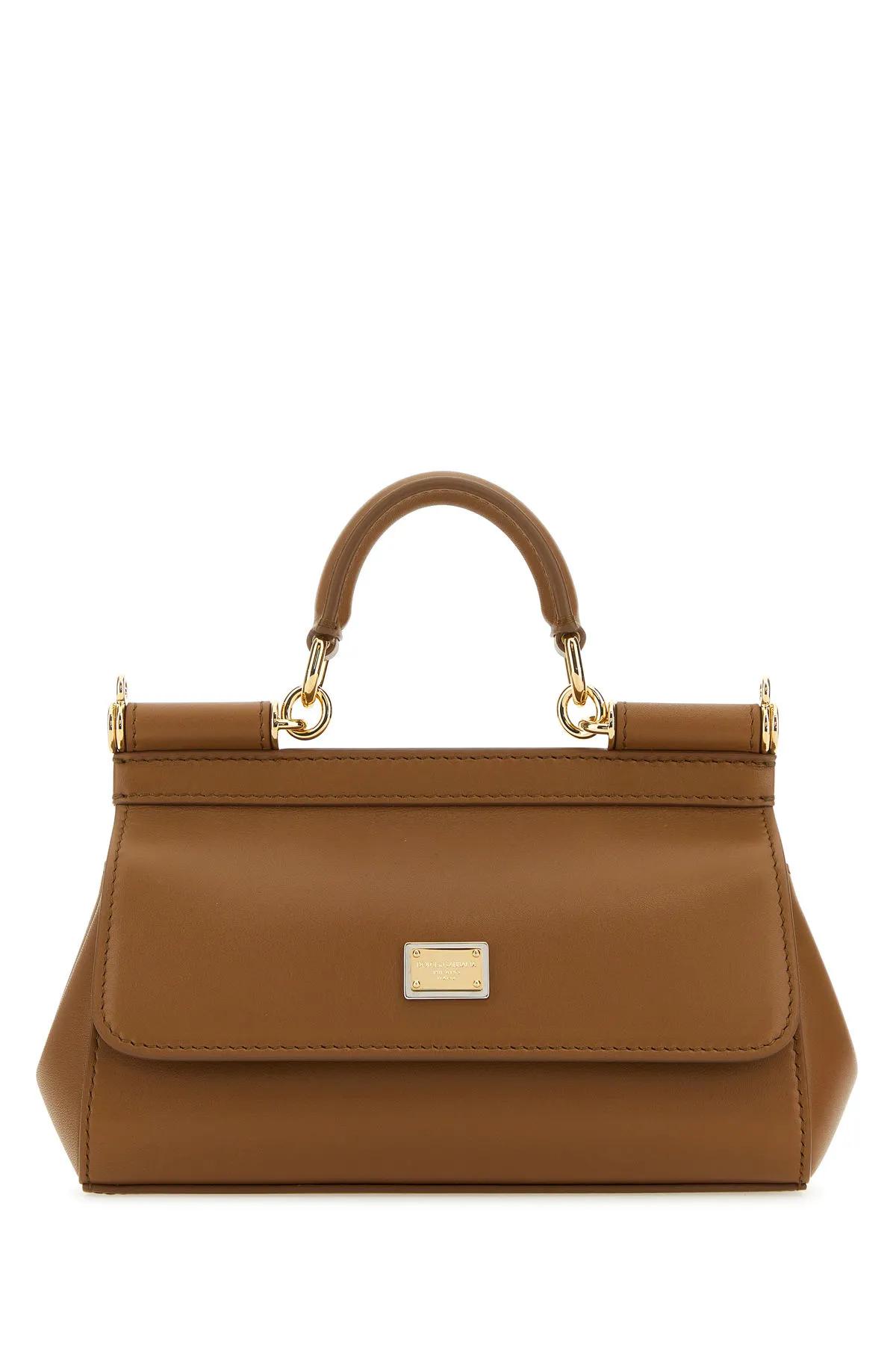 Biscuit Leather Small Sicily Handbag