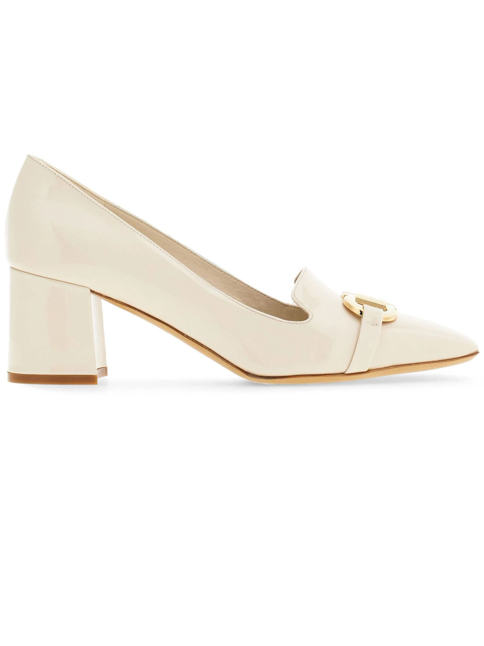 Cream White Patent Lambskin Pumps