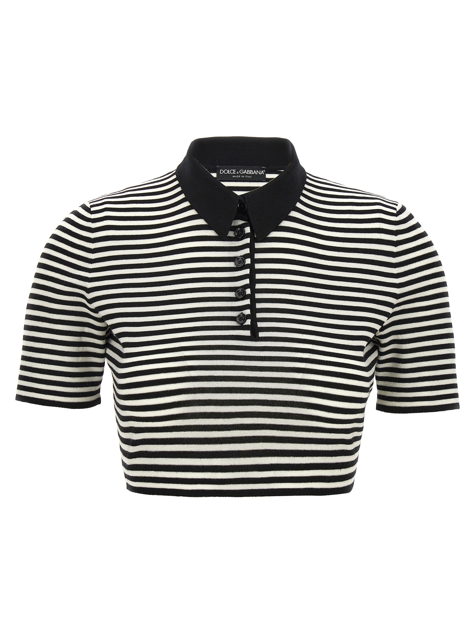 Striped Cropped Polo Shirt