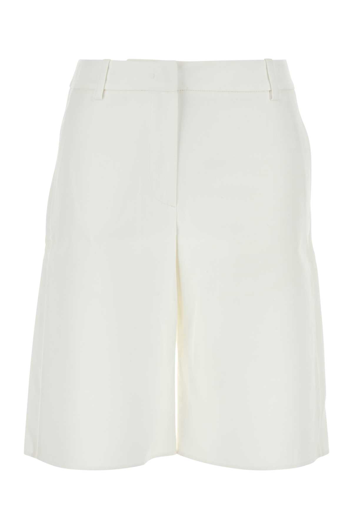 White Cotton Blend Shorts