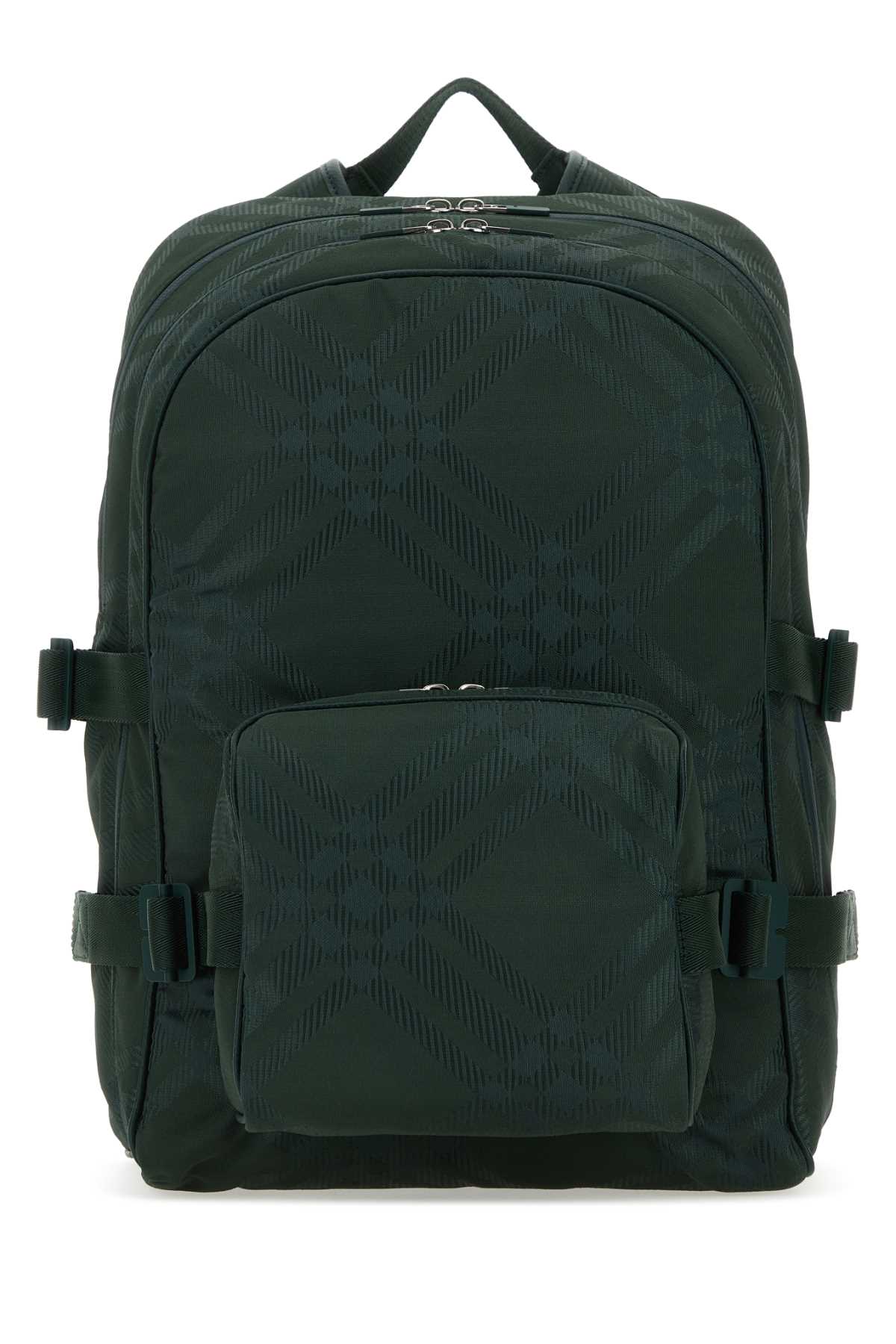 Bottle Green Nylon Blend Check Backpack