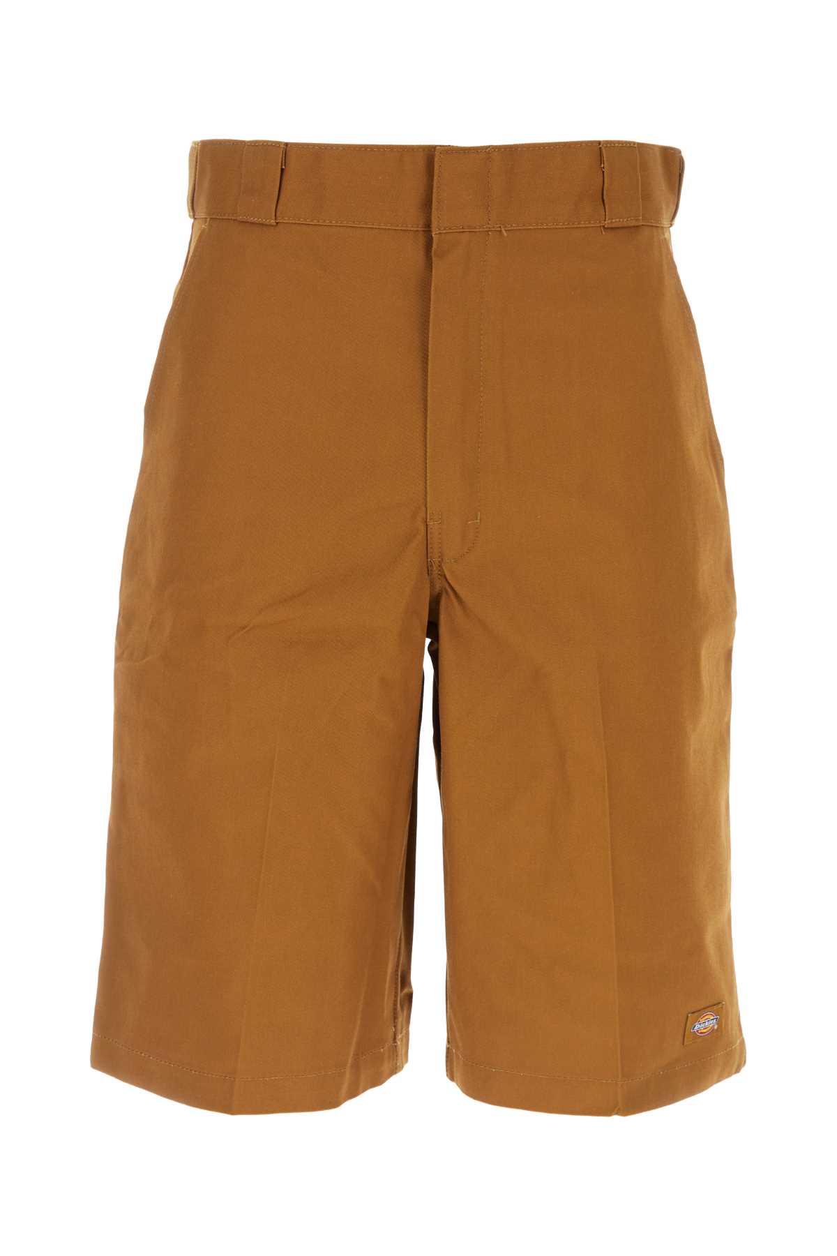 Caramel Polyester Blend Bermuda Shorts