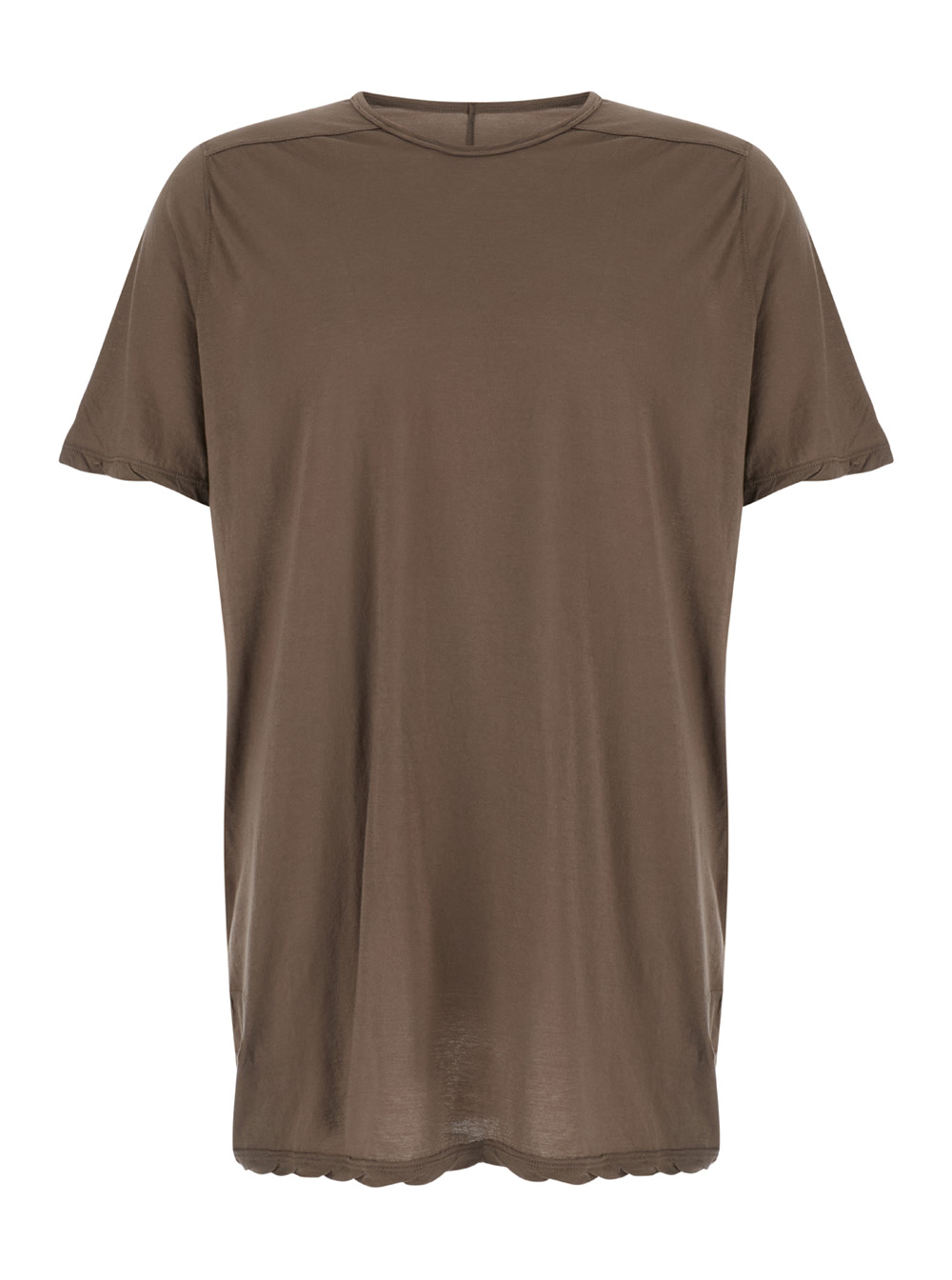 Dark Beige Crewneck T-shirt With Oversized Band In Cotton Man