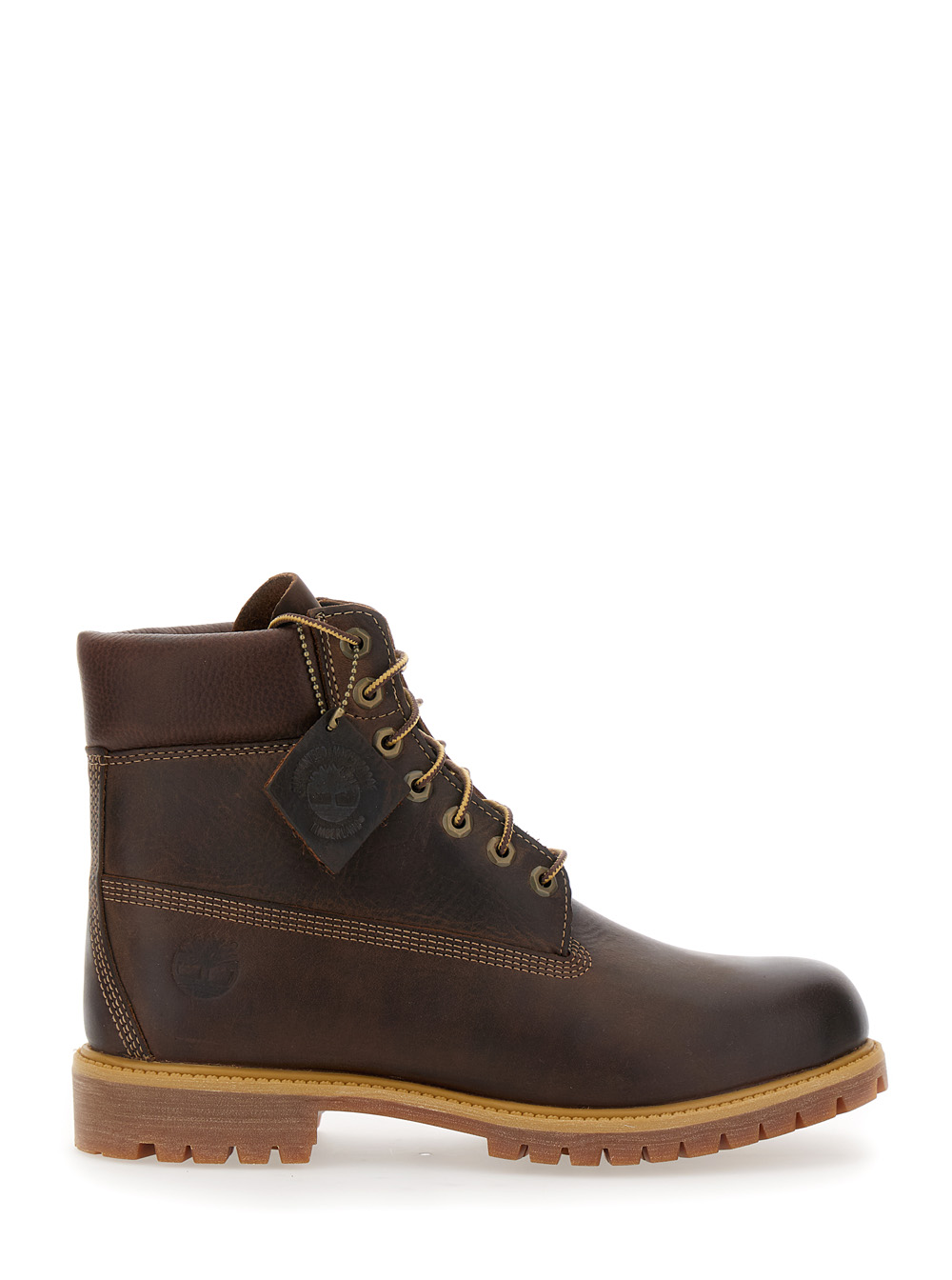 Brown Water-proof Boots With Logo In Leather Man