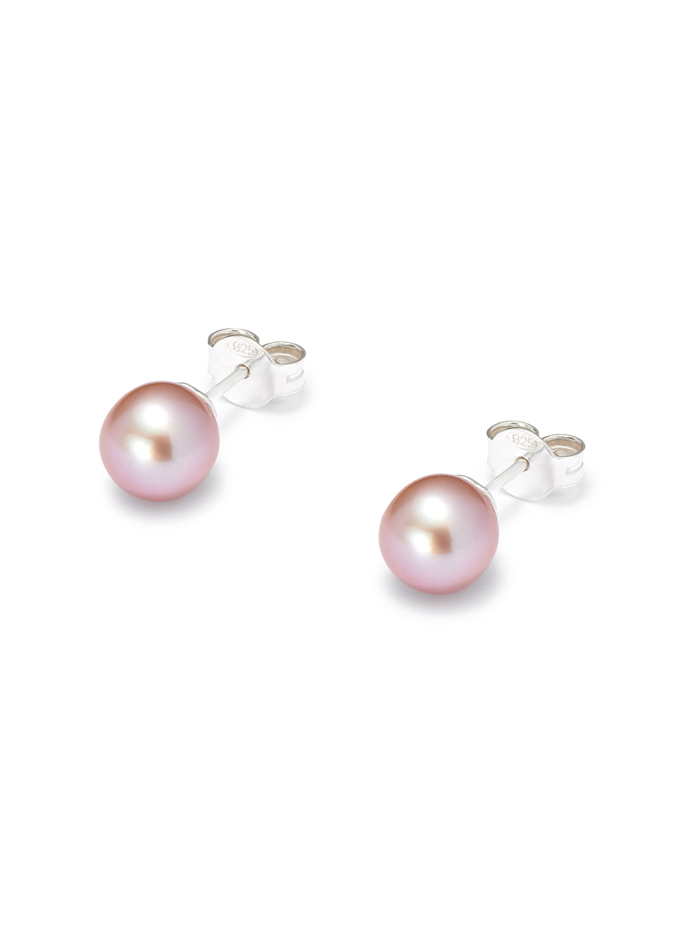 Freshwater Pink Pearl Stud Earrings In Sterling Silver Woman