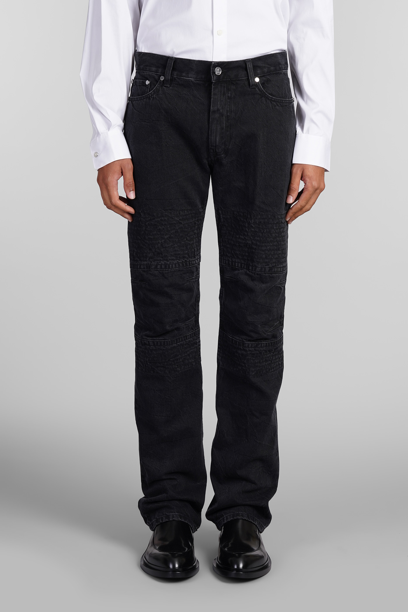 Moto Worker Jeans In Black Cotton