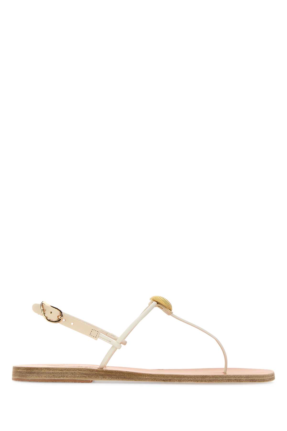 Ancient Greek Sandals White Leather Dimitra Thong Sandals In Offwhite